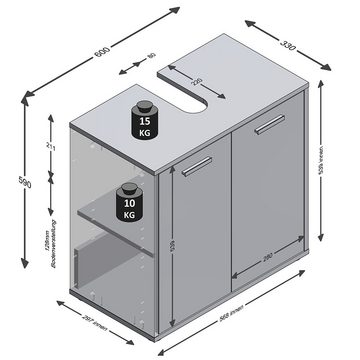 Lomadox Badmöbel-Set MECO-10, (Spar-Set, 2-St), in grau mit Betonoptik und Absetzung in Altholzoptik