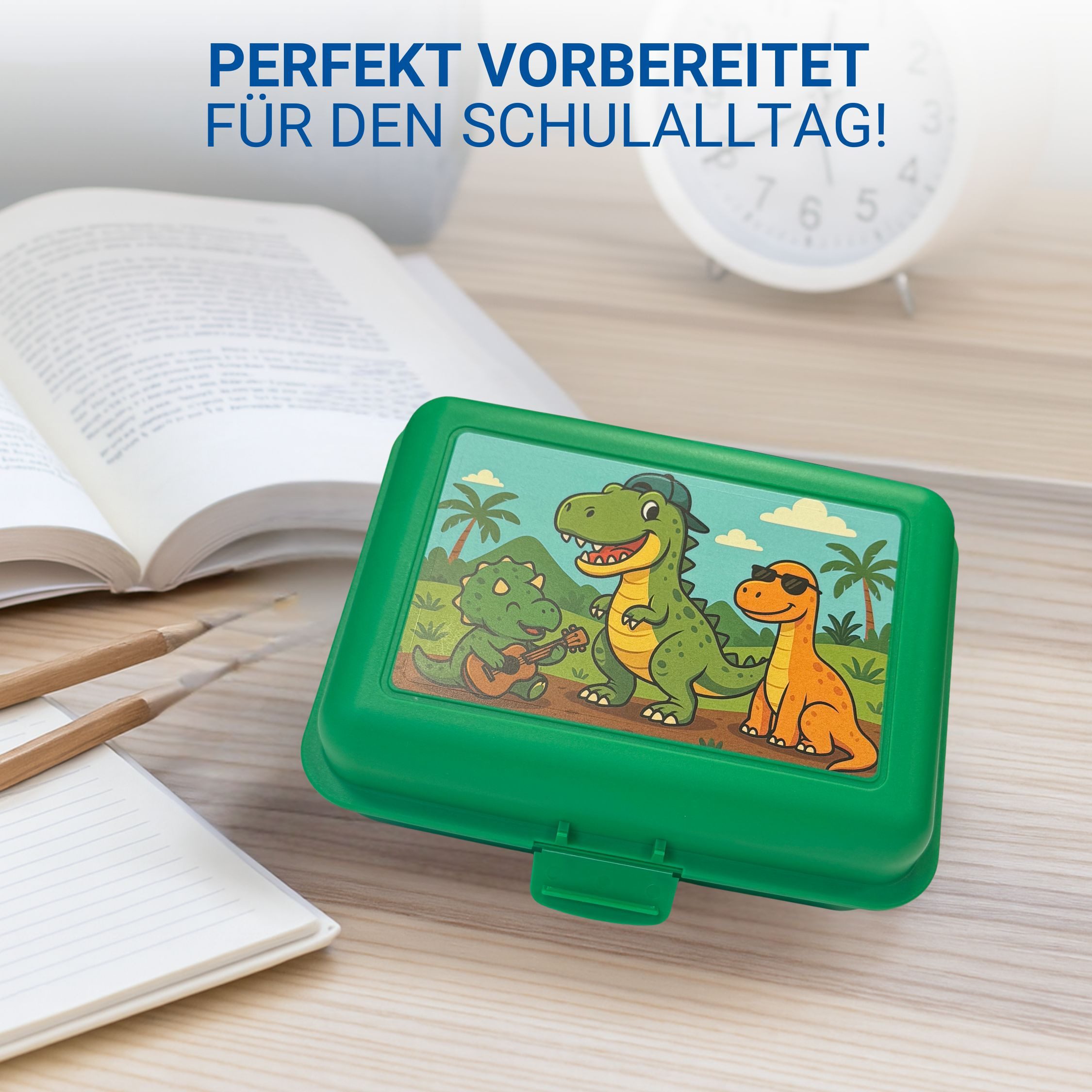 elasto Lunchbox Dino Motiv Brotdose mit Trennschale - Kinder Vesperbox für die Schule – Bild 4 von 5