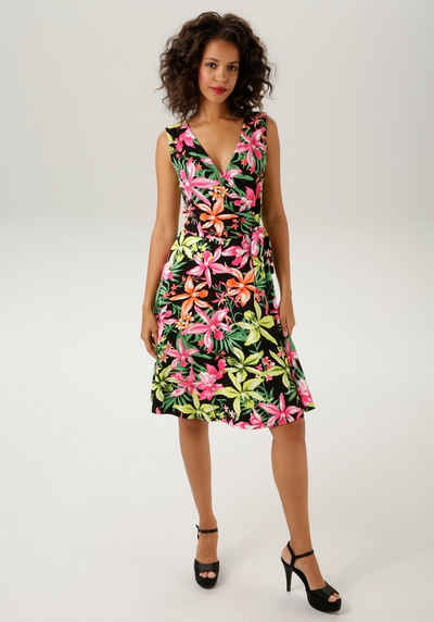 Aniston CASUAL Sommerkleid mit farbenfrohem, großflächigem Blumendruck - jedes Teil ein Unikat