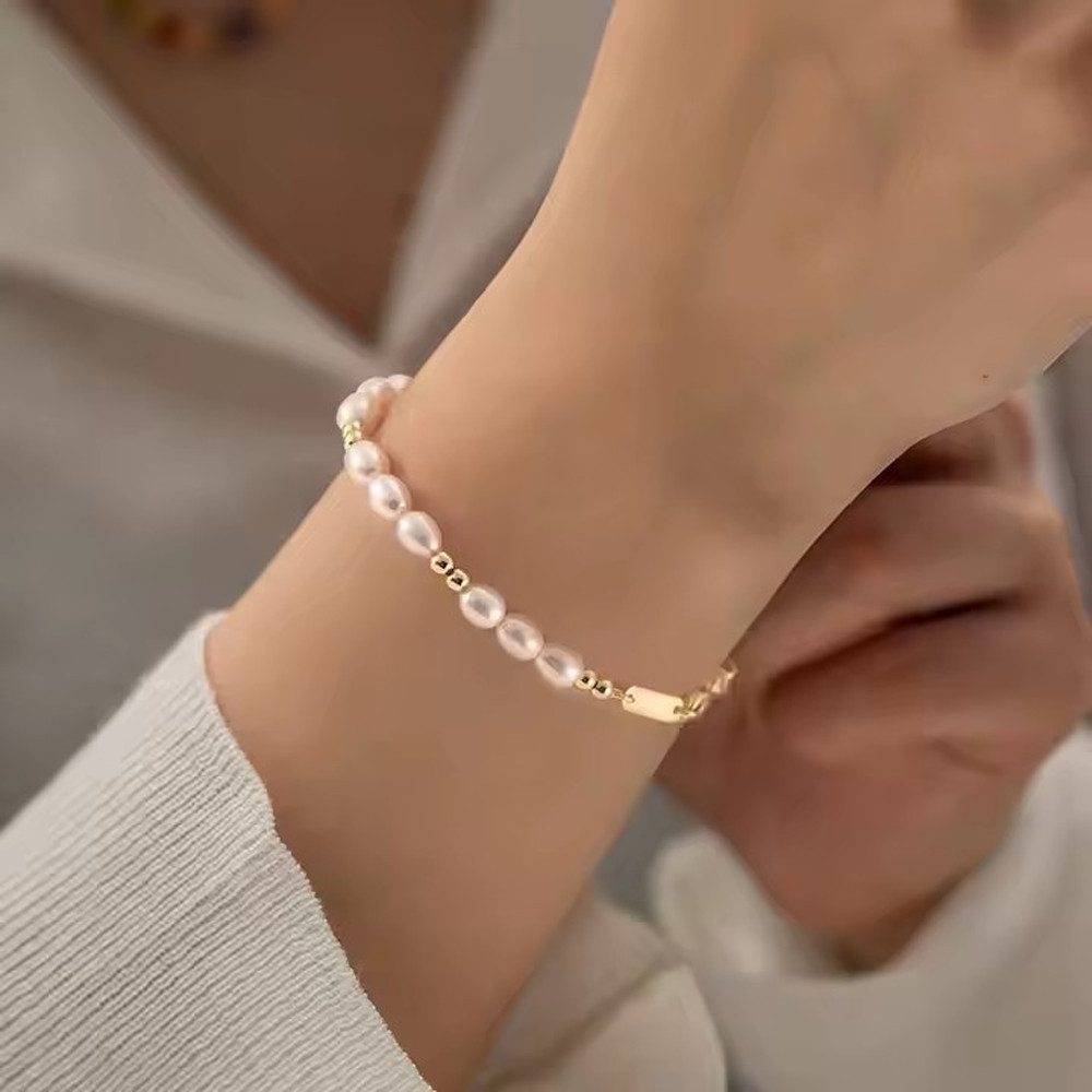 Runde Perlé Perlenarmband elegant, klassisch, weiße günstig online kaufen