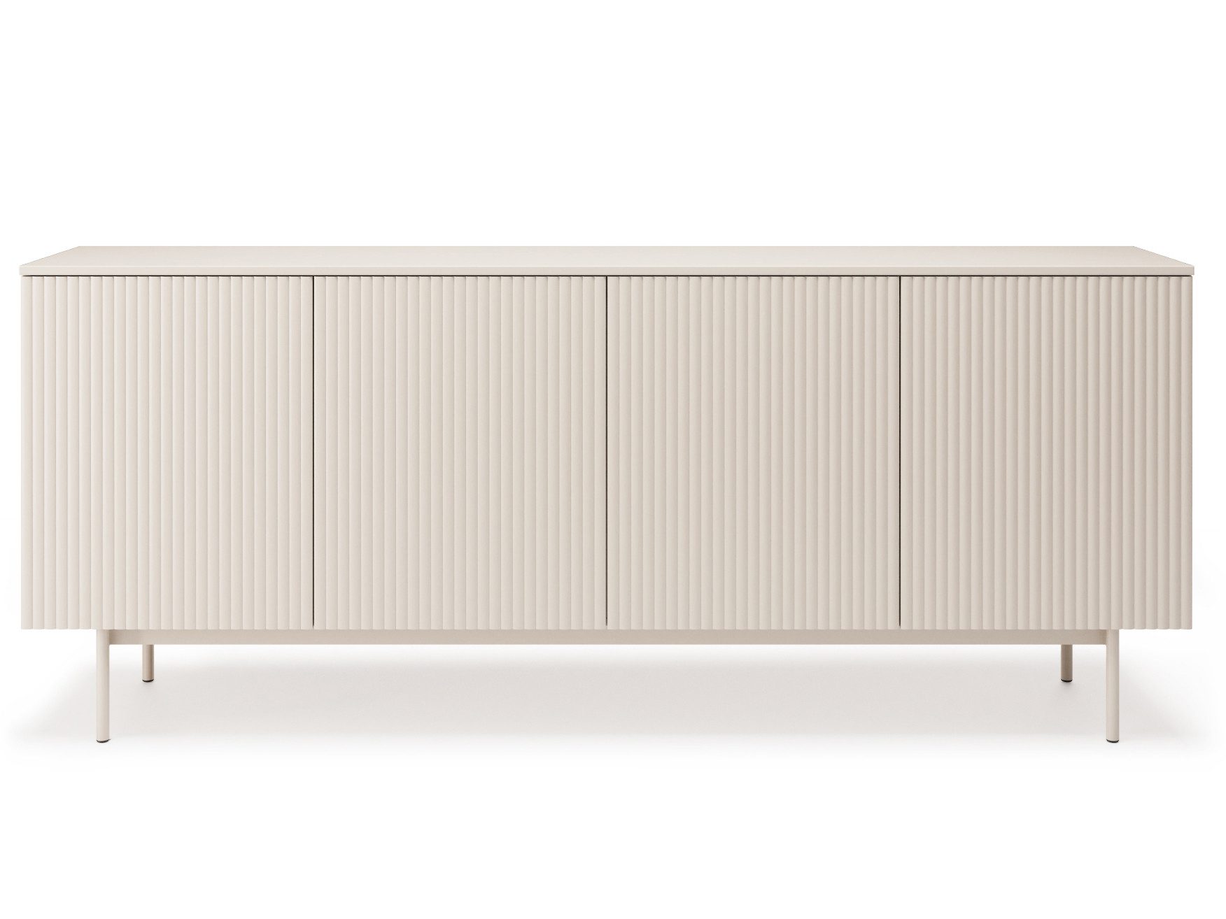 Beautysofa Kommode Soft mit 4 Türen und Einlegeböden (Rillenfronten mit Push-to-Open, In der trendigen Farbe Kaschmir), Breite: 200 cm – Bild 4 von 5
