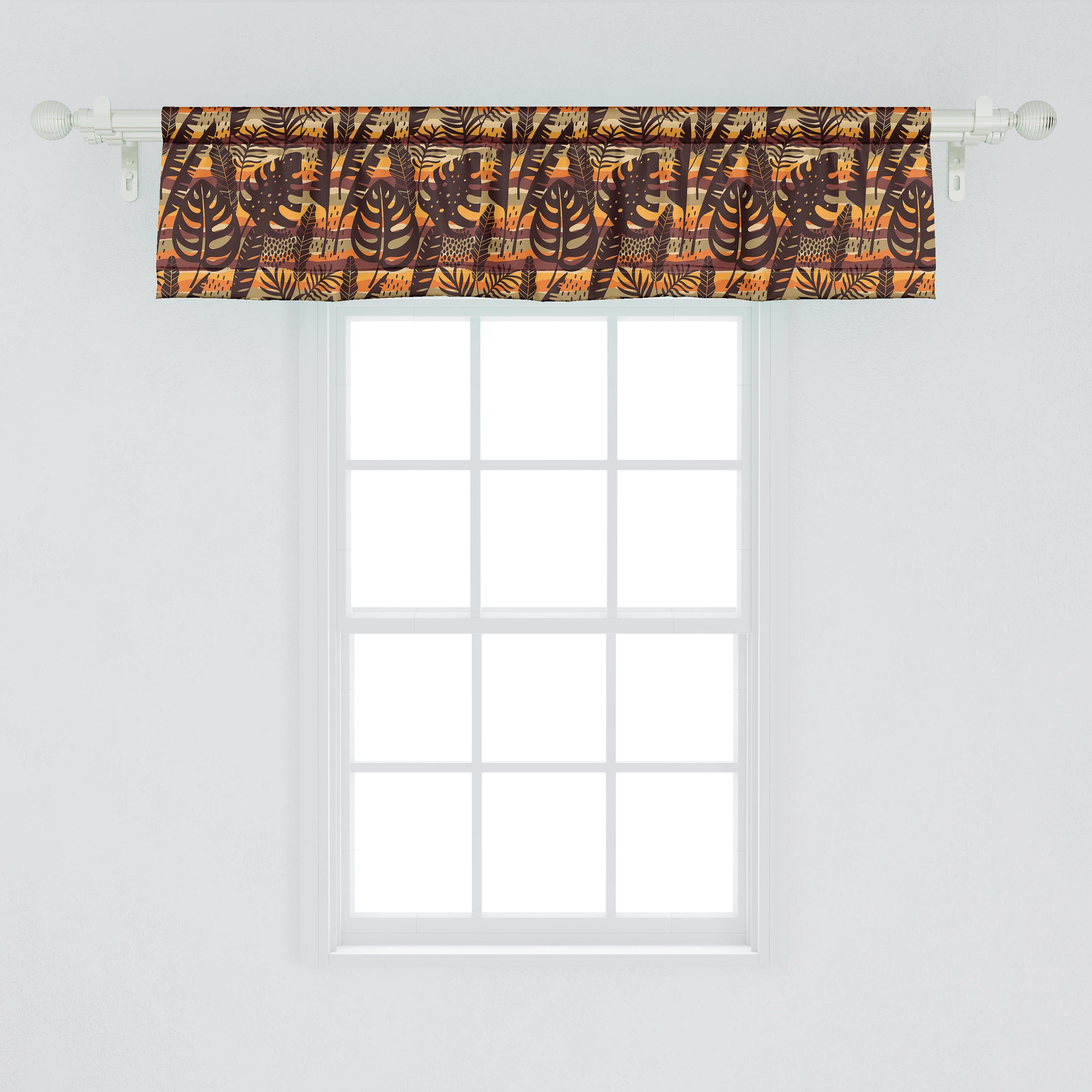 tropische für Küche Sommer Scheibengardine Abakuhaus, Volant Dekor Motiv Insel Vorhang Stangentasche, Microfaser, Blatt- mit Schlafzimmer