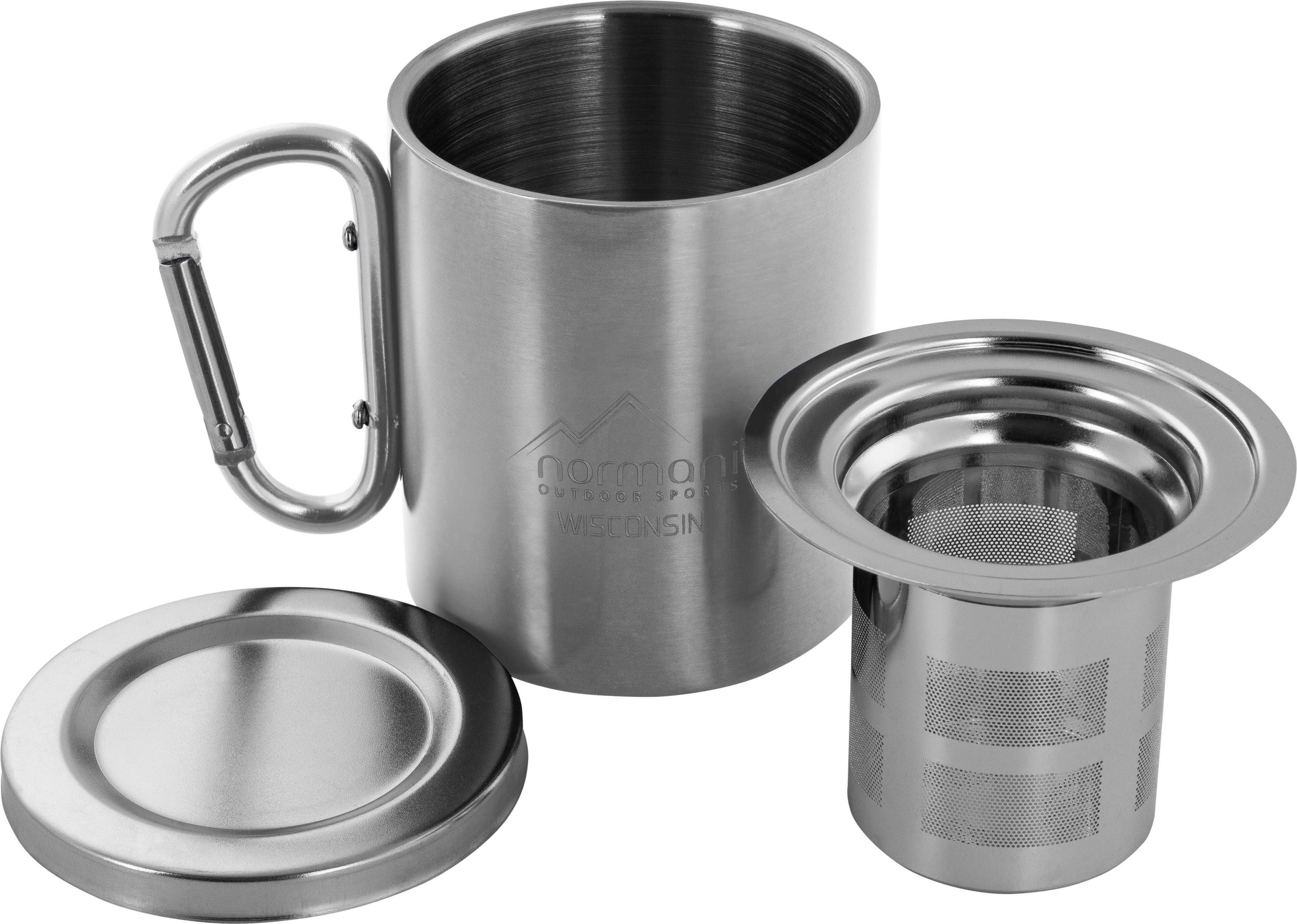 normani Becher Campingtasse „Wisconsin“ mit Teesieb „Delaware“, Edelstahl