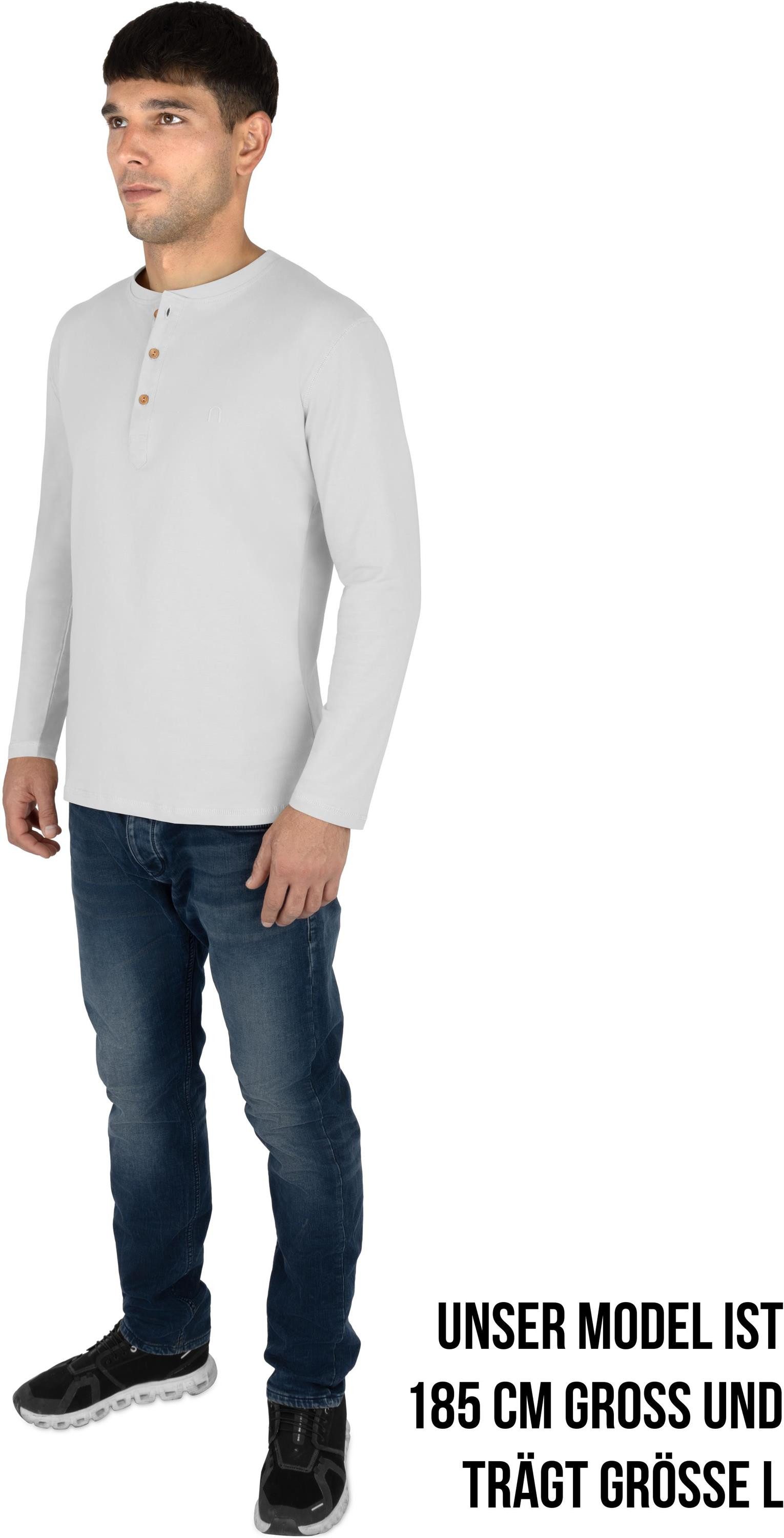 normani Langarmshirt 3er Set Herren Langarm Shirts aus Bio-Baumwolle Basic Henley Shirt für Männer GOTS-zertifiziert