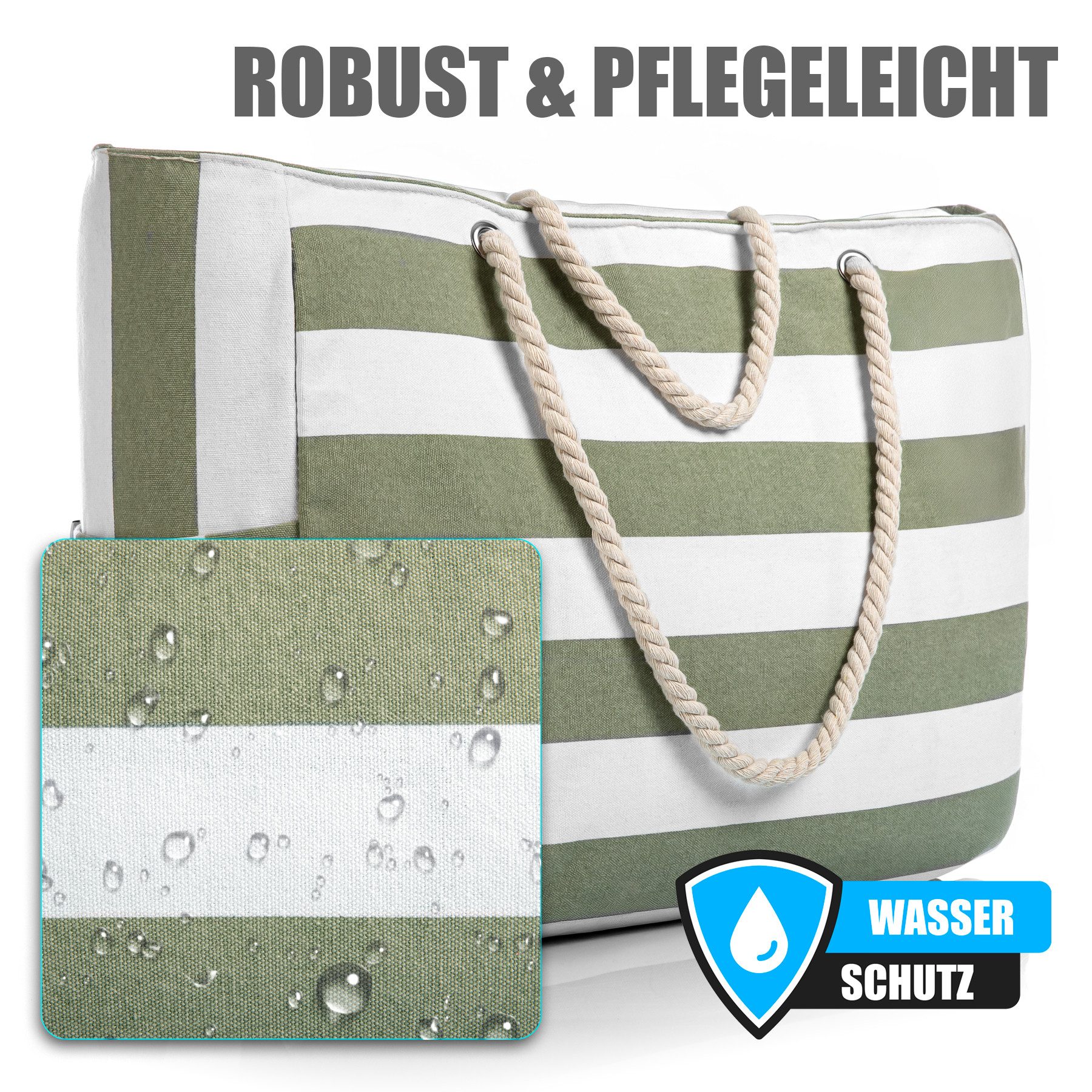 BigDean Strandtasche Badetasche XXL 2 Stück große mit Reißverschluss Schwimmbad Tasche (Set, 2-tlg., Badetaschen), Waschbar, 30°c