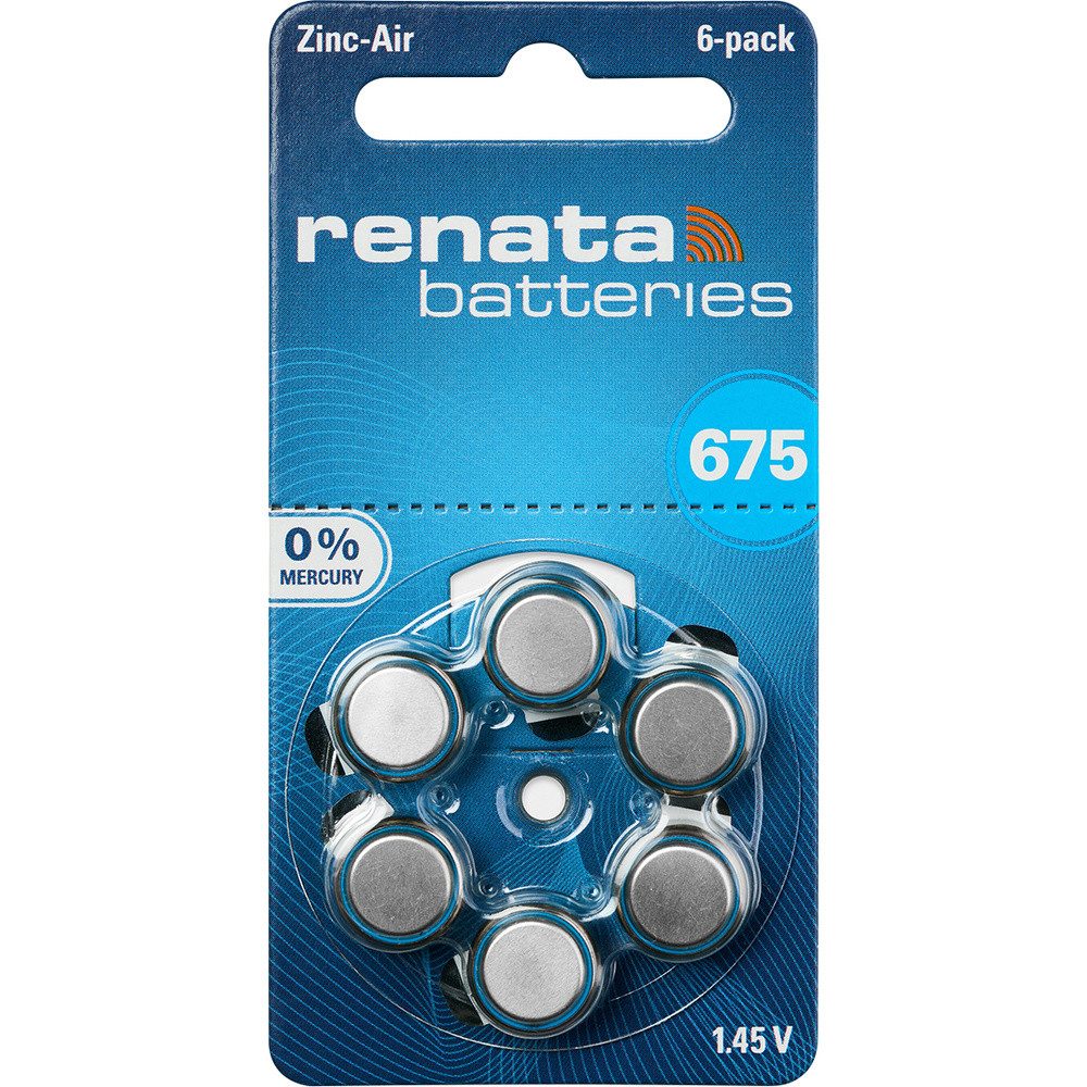 Renata Renata Knopfzelle ZA675 1.4 V 6 St. 660 mAh Zink-Luft Hearing Aid PR44 Knopfzelle