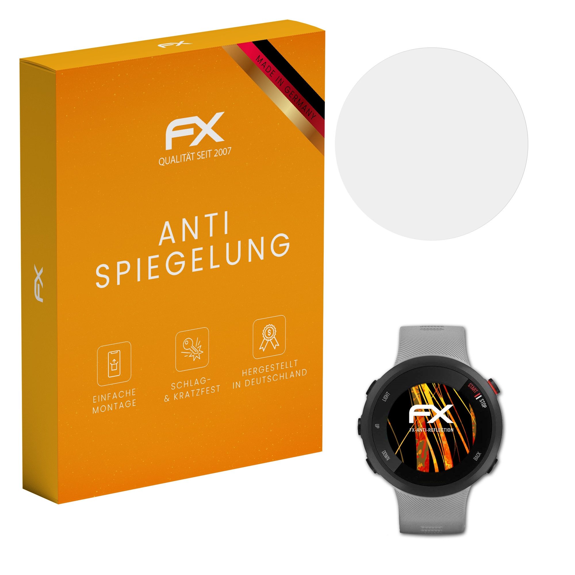 atFoliX Schutzfolie für Garmin Forerunner 45 Plus, (3 Folien), Entspiegelnd und stoßdämpfend