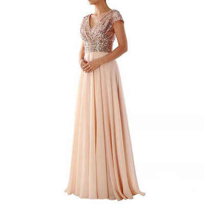 FIDDY Abendkleid Damen-Bankett-Abendkleid mit V-Ausschnitt – Sommerkleid