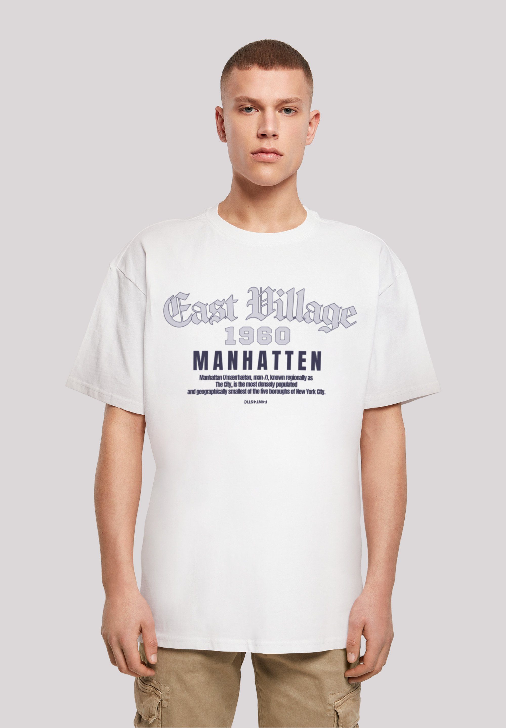 TEE Village T-Shirt OVERSIZE weiß East Print Manhatten F4NT4STIC