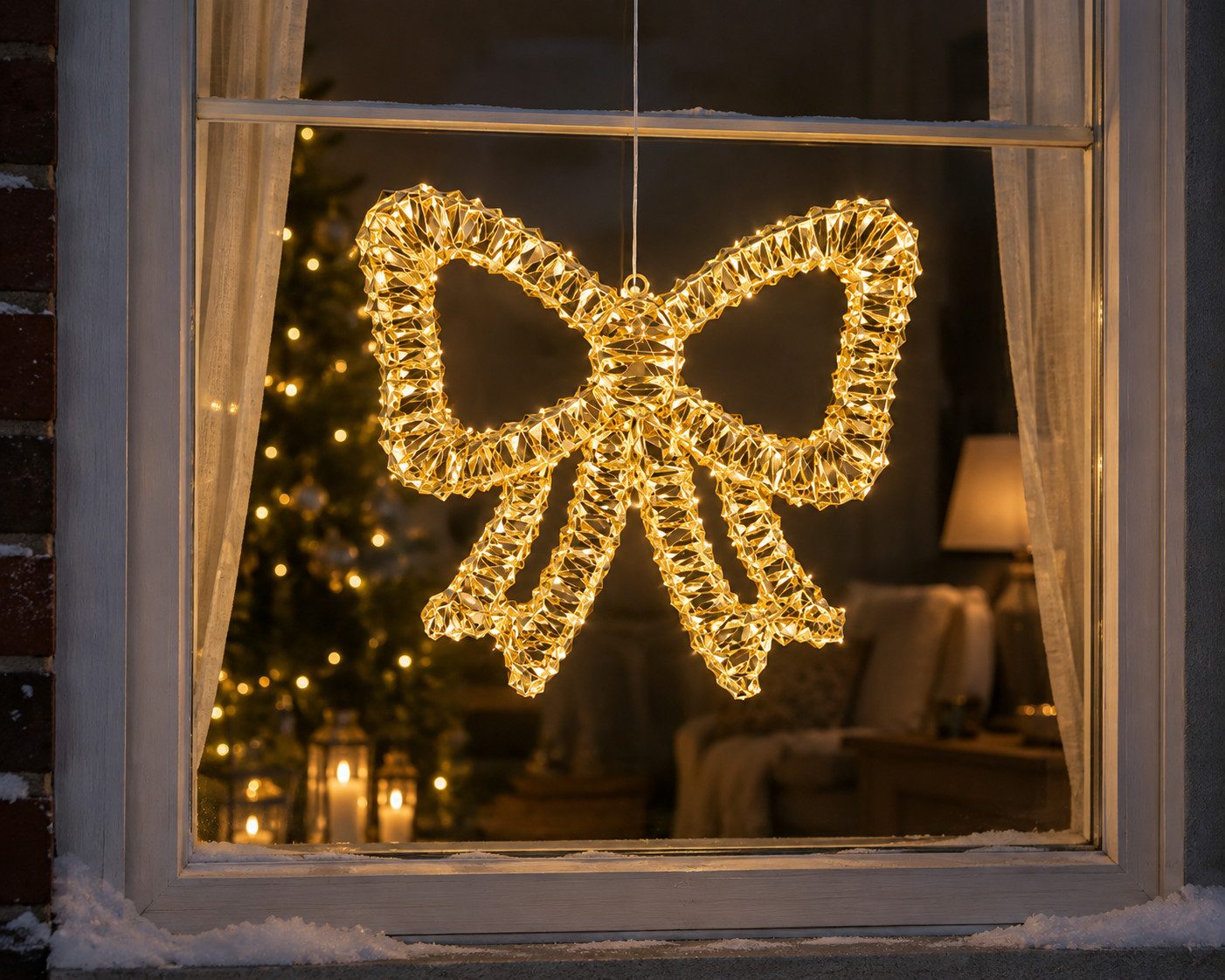 Lumineo LED Dekolicht LED Deko Schleife Lumi goldfarben 46 cm für Innen und Außenbereich