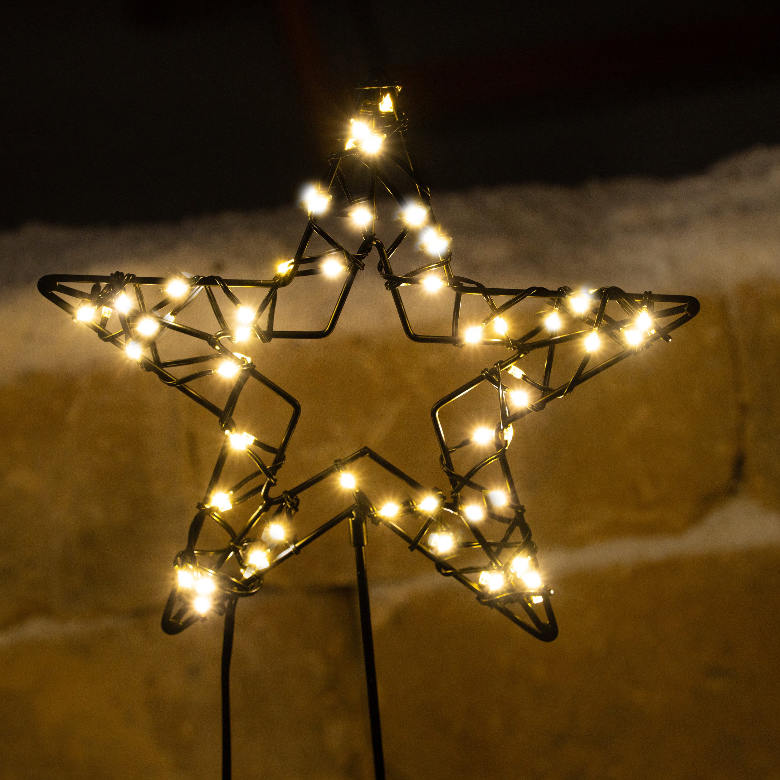 esotec LED Solarleuchte Weihnachtsstern 3 Höhen 40/60/80cm 60LEDs warmweiß Garten 103405