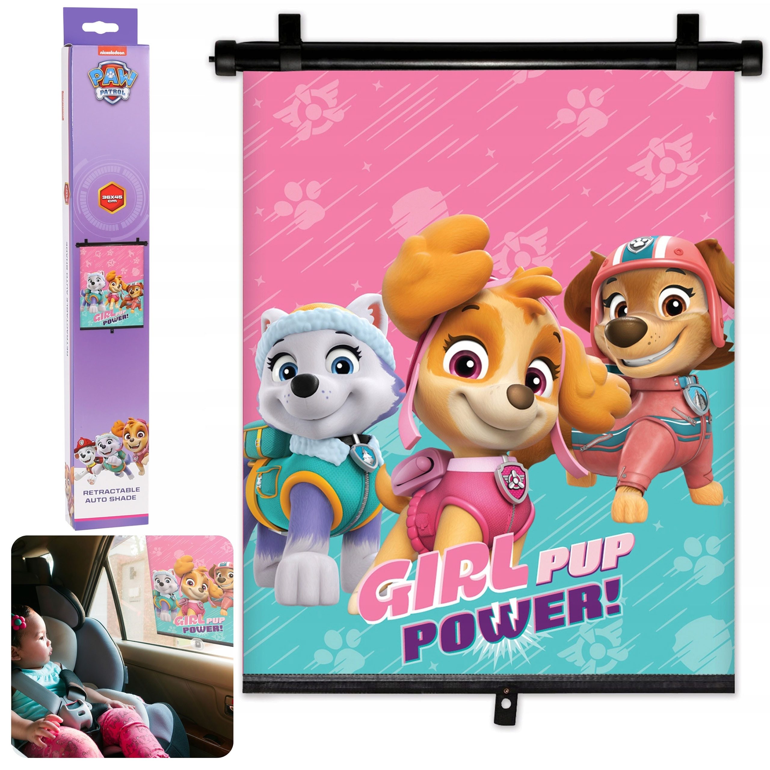 PAW PATROL Autosonnenschutz Paw Patrol Girl Power Auto Sonnenschutz, für Kinder,Mädchen 36x45 cm