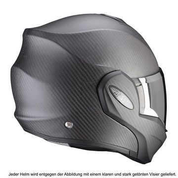 Scorpion Exo Motorradhelm Exo-Tech Evo Carbon schwarz matt, Über-Klapp-Helm Sonnenvisier Pinlock Bluetooth vorbereitet 2. Visier