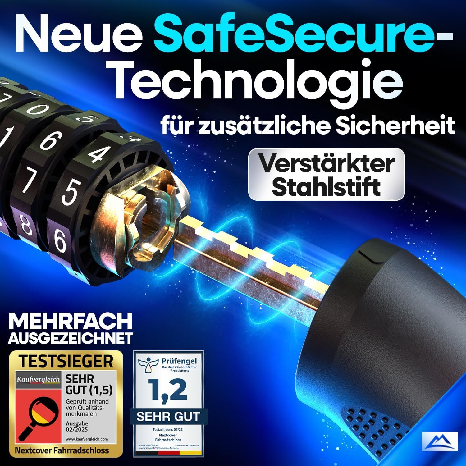 Nextcover Kettenschloss Fahrradschloss mit Zahlencode - Sicherheitsverschluss