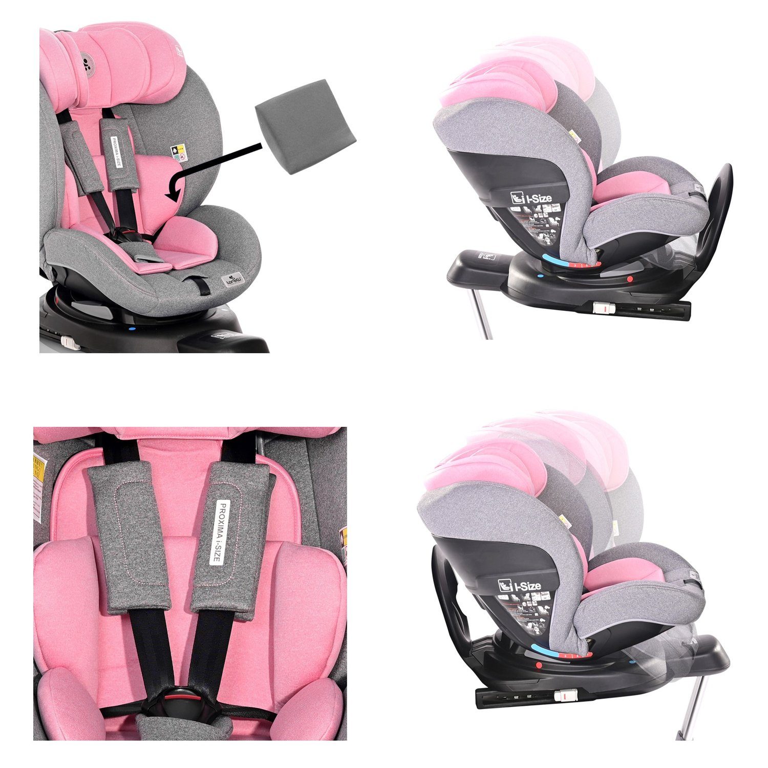 Lorelli Autokindersitz Kindersitz Proxima 25 i-Size, verstellbar kg, rosa Gruppe 25 kg) - (0 Isofix 0/1/2 bis