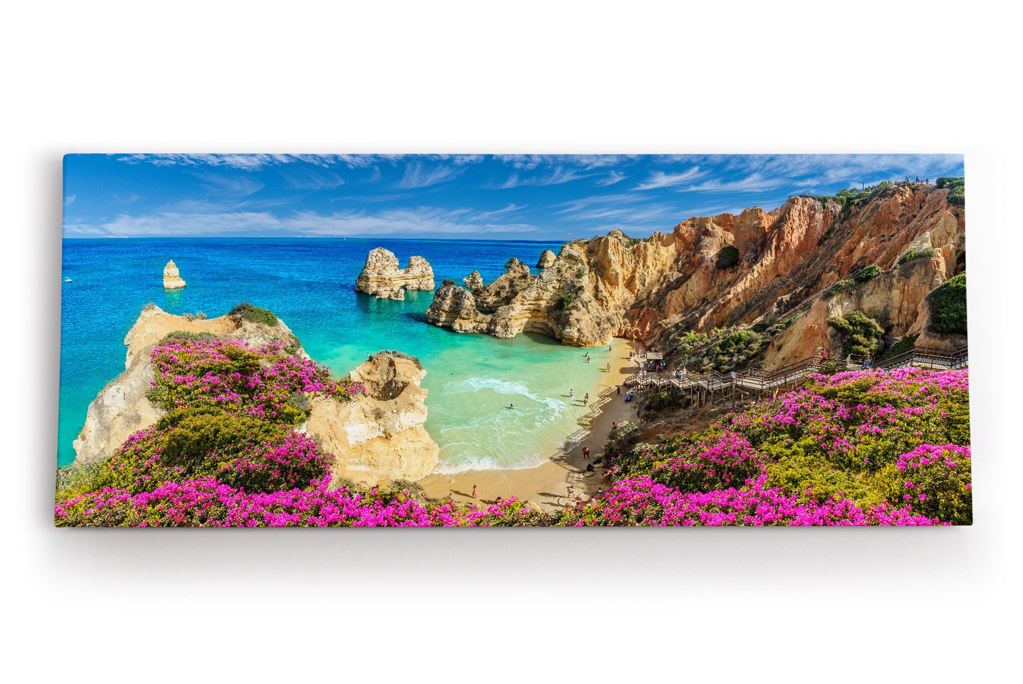 Leinwandbild Strand Bucht Meer Sommer Küste Wildblumen