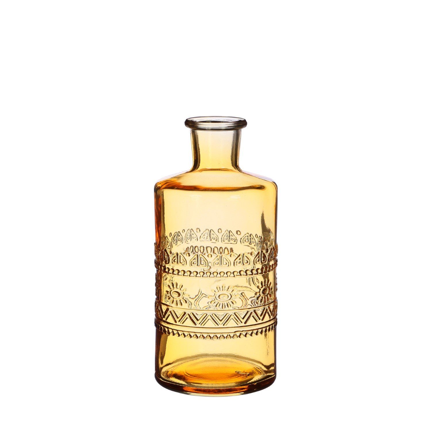 NaDeco Dekovase Glas Flasche Porto in Ocker h. 15,8 cm Ø 7,5 cm