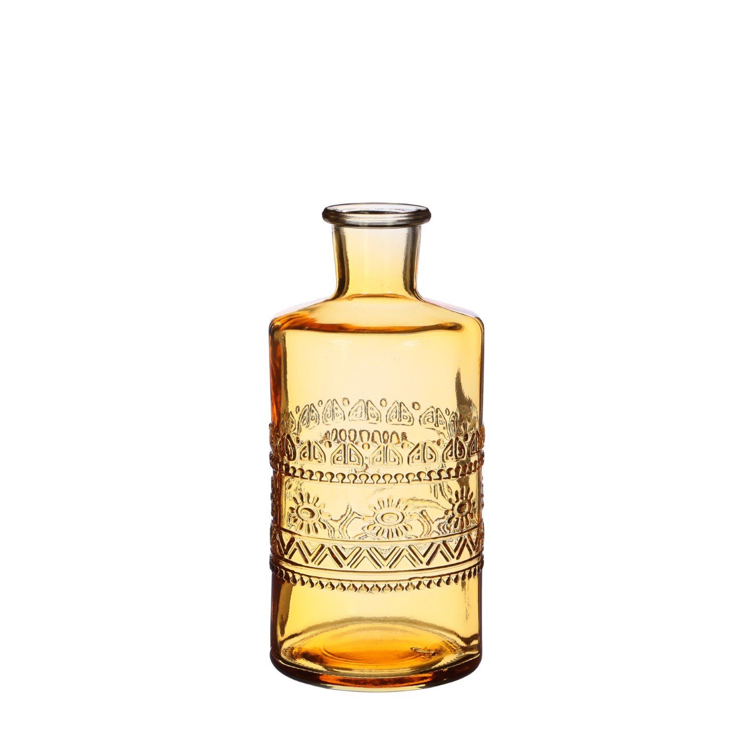 NaDeco Dekovase Glas Flasche Porto in Ocker h. 14,5cm Ø 7,5 cm