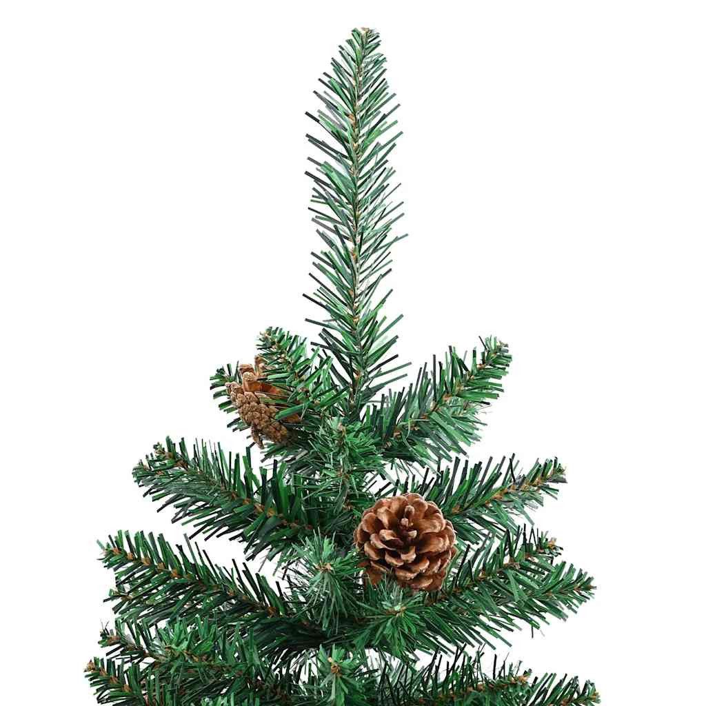 furnicato Künstlicher Weihnachtsbaum Schmaler Weihnachtsbaum 150 cm Grün mit Massivholz-Ständer, Künstliche Tanne mit 291 Spitzen, 33 Zapfen für den Innenbereic – Bild 4 von 5
