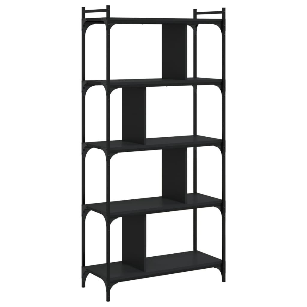 vidaXL Bücherregal Bücherregal 5 Böden Schwarz 76x32x158 cm Holzwerkstoff, 1-tlg.