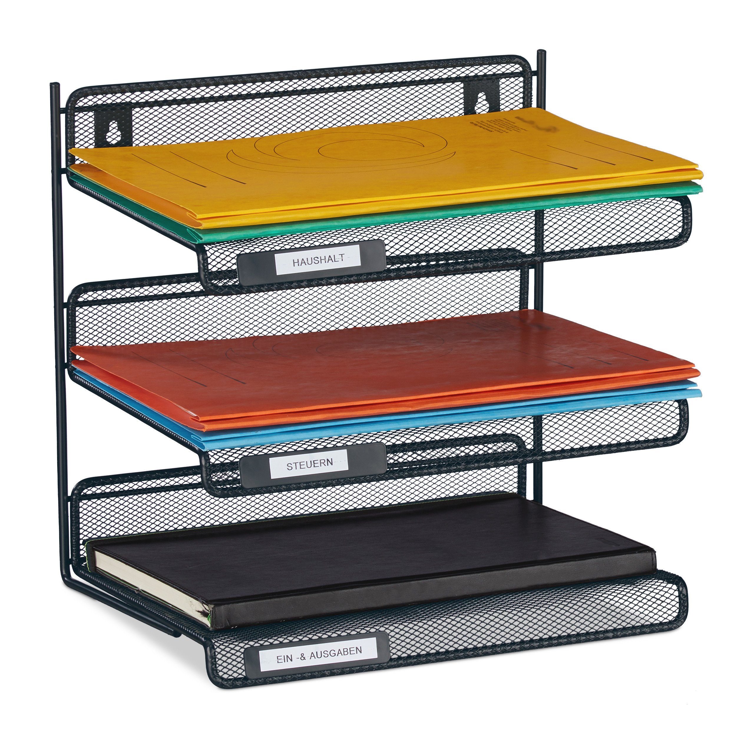 Rexel Briefständer Vertikal - 3 Fächer Metalldraht Schwarz Für Büroorganisation