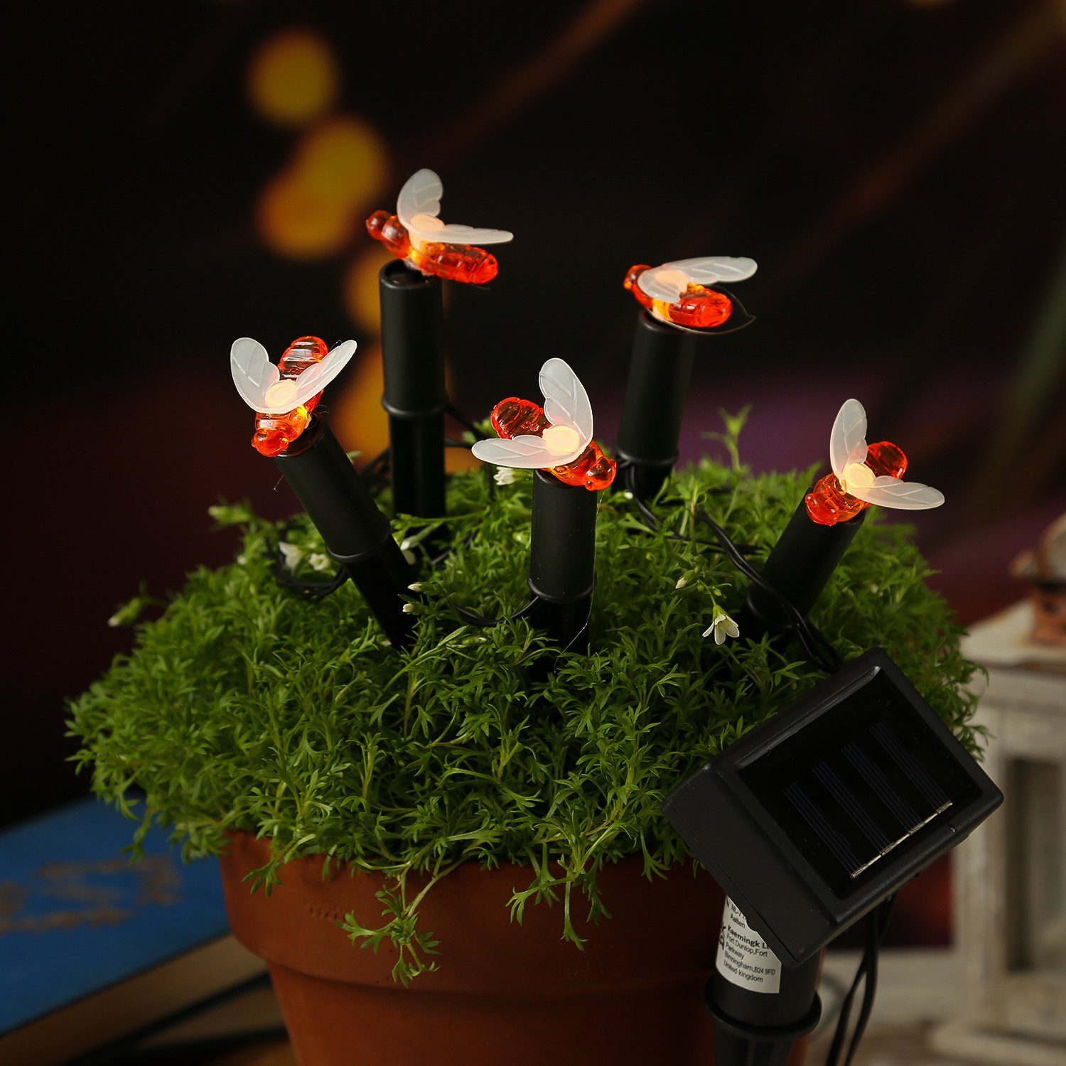 LED Solarleuchte LED Solar Lichterkette Bienen Beetstecker Gartenstecker Gartendeko