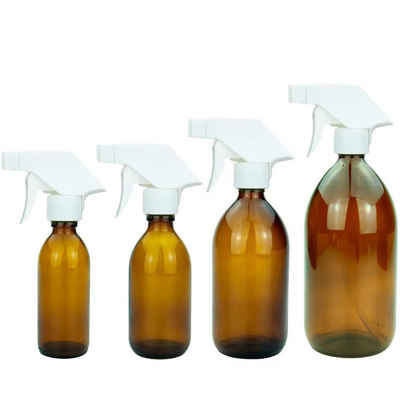 mikken Sprühflasche Sprühflasche 200 ml - 1000 ml braun Glas mit Trigger, Lebensmittelecht, mit UV-Schutz