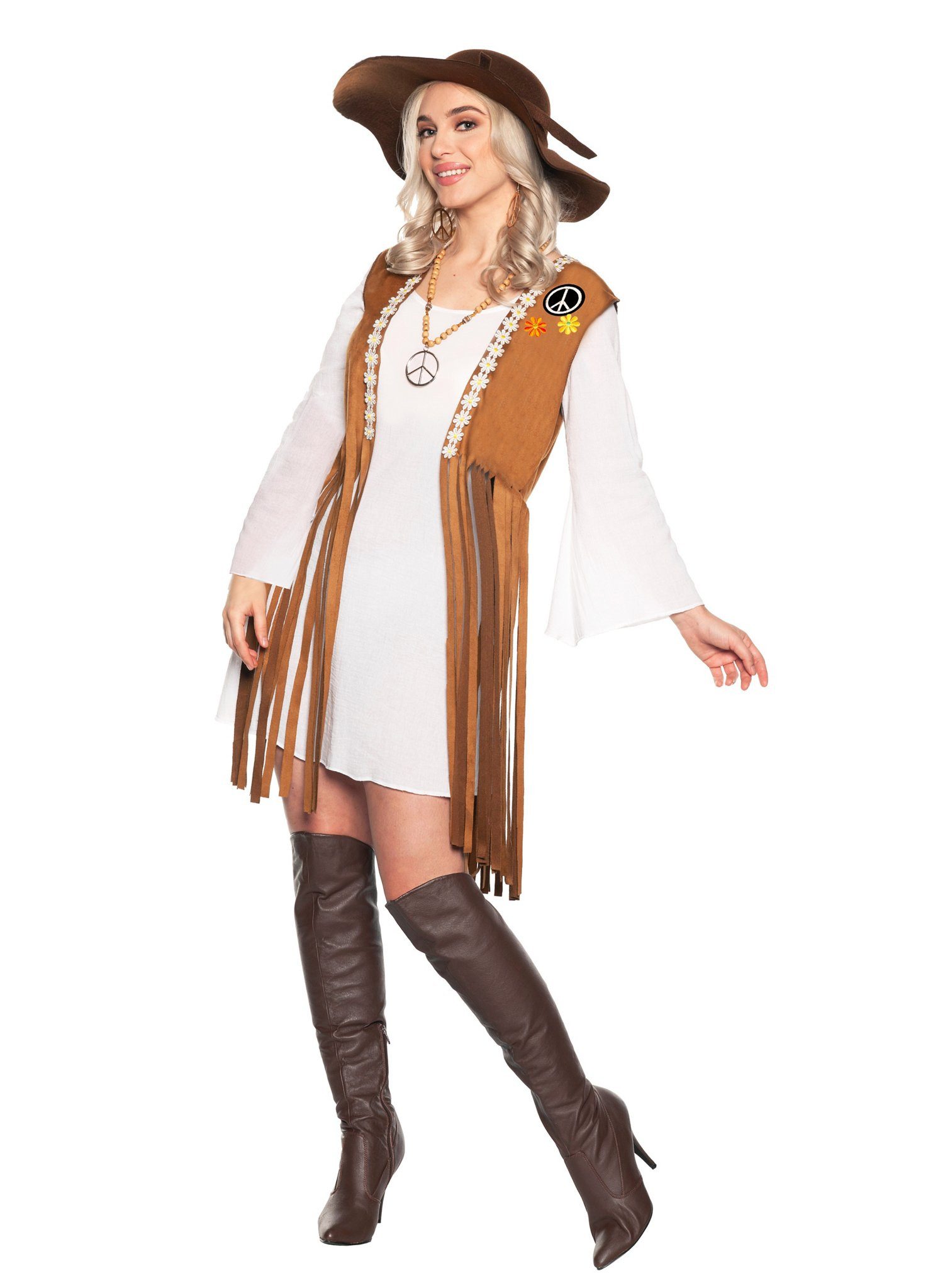 Underwraps Hippie-Kostüm Boho Hippie Dress Kostüm - 70er Faschingskostüm, G günstig online kaufen