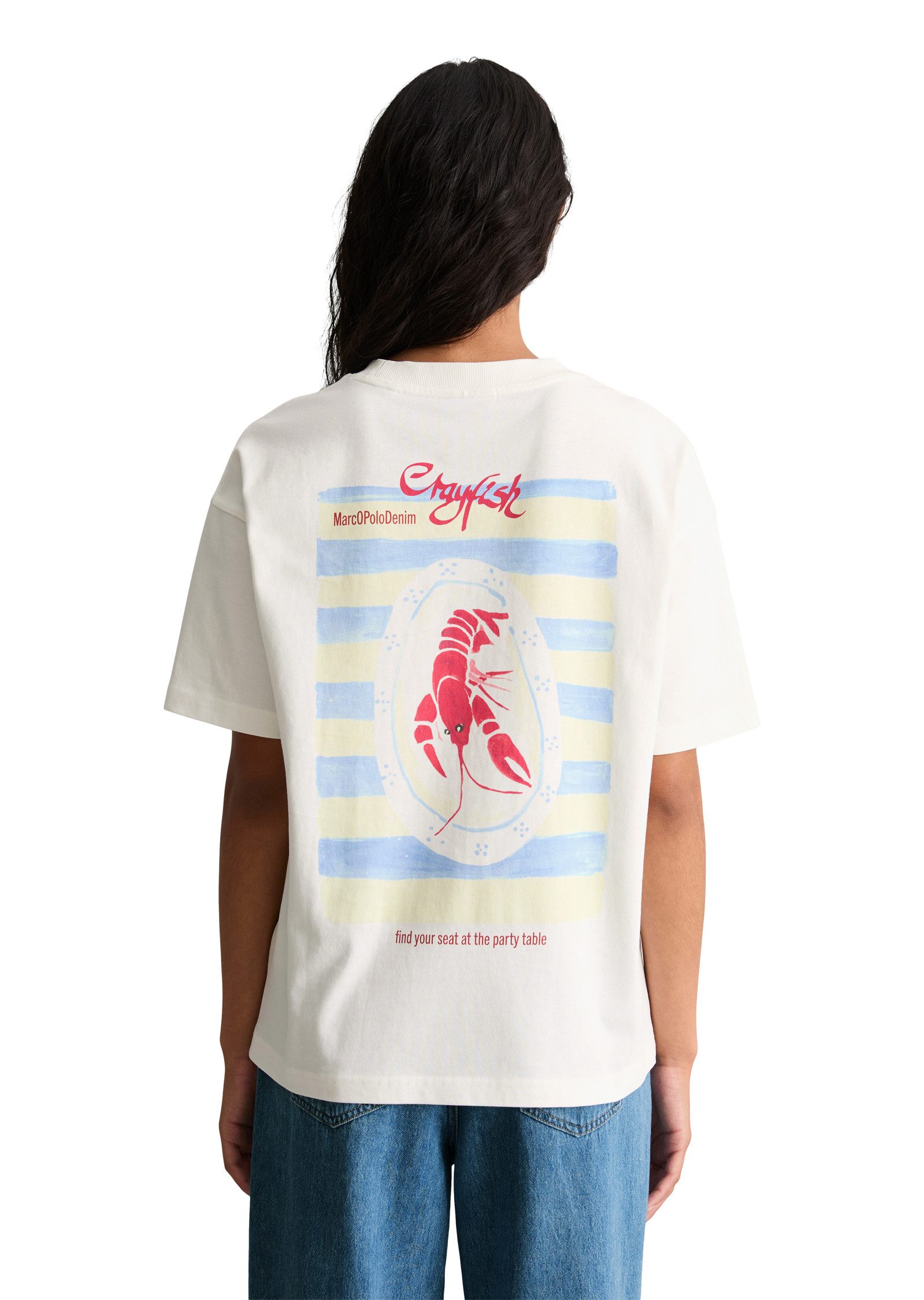 Marc O'Polo DENIM T-Shirt relaxed aus Organic Cotton auffälliger Rückenprin günstig online kaufen