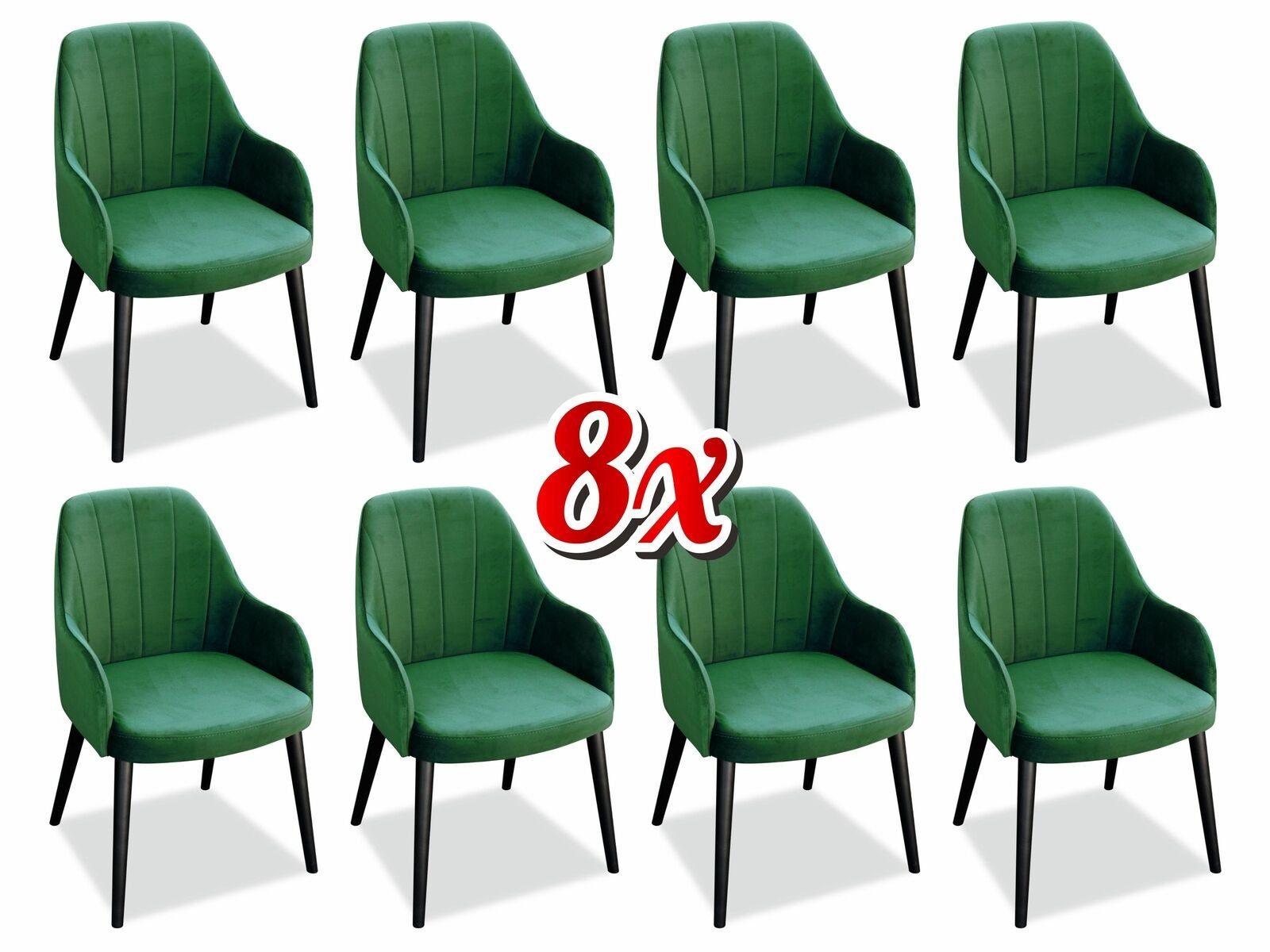 JVmoebel Stuhl, Esszimmer Stühle Stoff Set 8x Sessel Stuhl Designer Holz Textil Polster Stühle