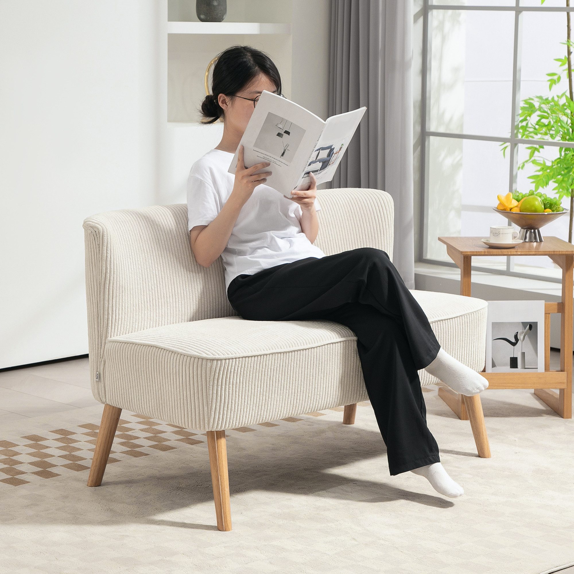 HOMCOM 2-Sitzer modern Couch ohne Armlehne günstig online kaufen