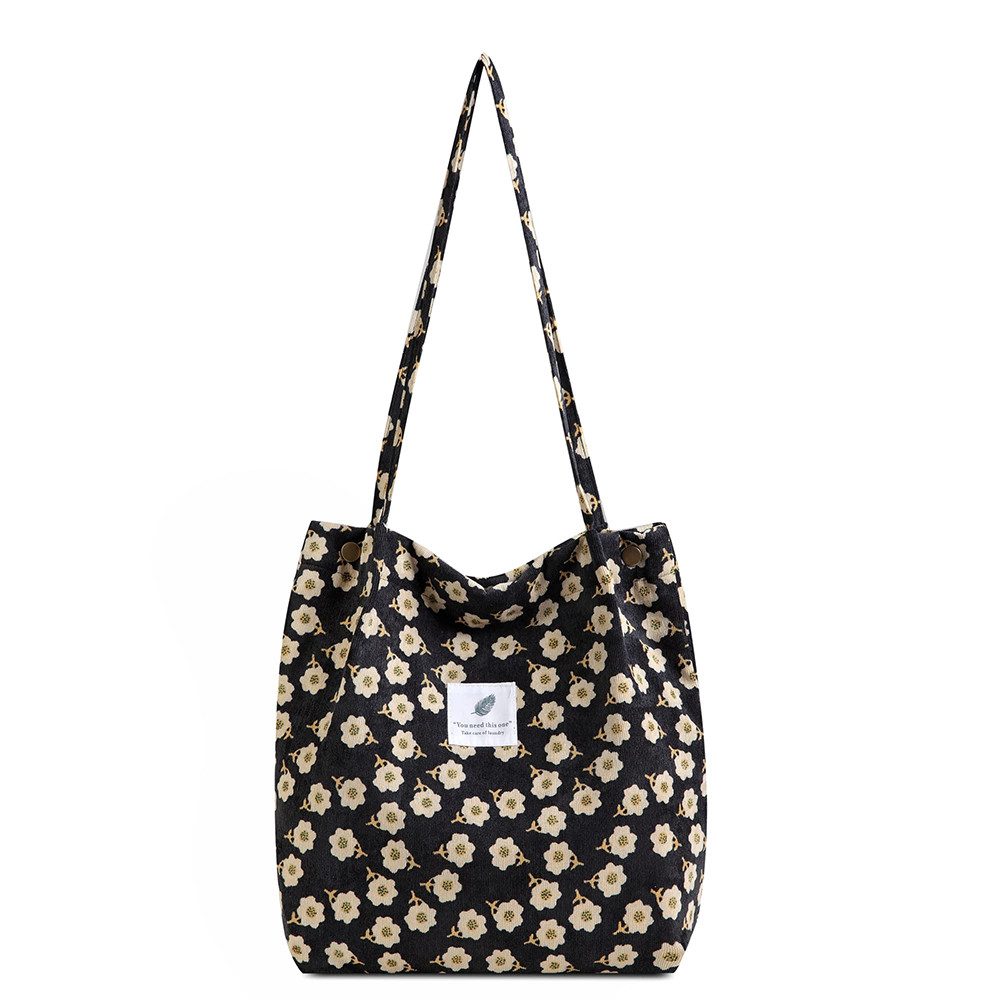 Schultertasche Umhängetasche Damen Tote Bag Blümchenmuster Strandtasche