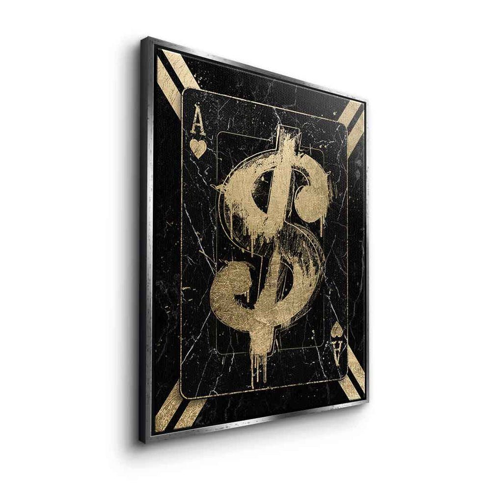 schwarz Premium gold Leinwandbild, - silberner Rahmen Popart DOTCOMCANVAS® Wandbild Cartoon