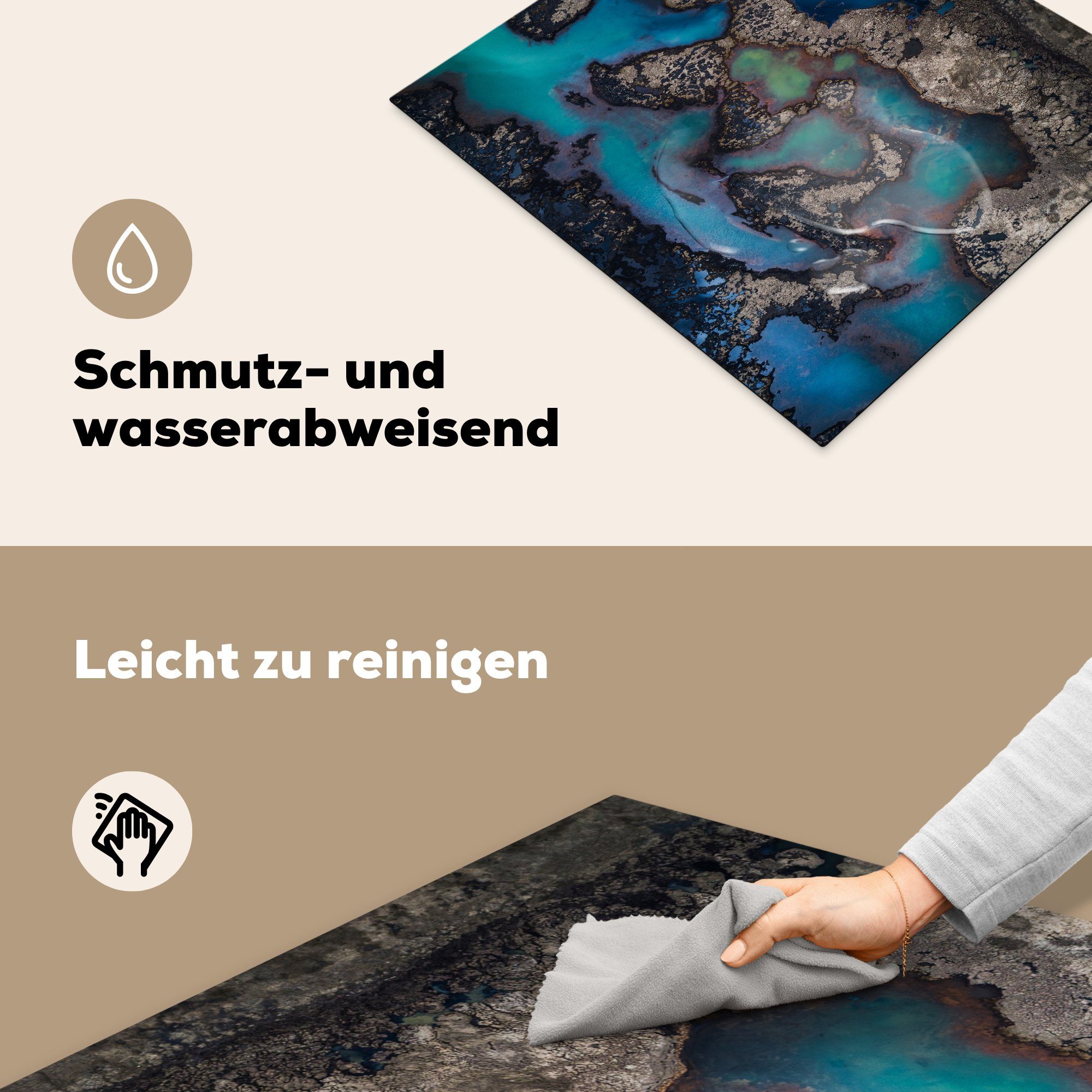 küche, (1 Abstrakte cm, für in 59x52 tlg), Seen Vinyl, MuchoWow die Ceranfeldabdeckung Herdblende-/Abdeckplatte Island, Induktionsmatte