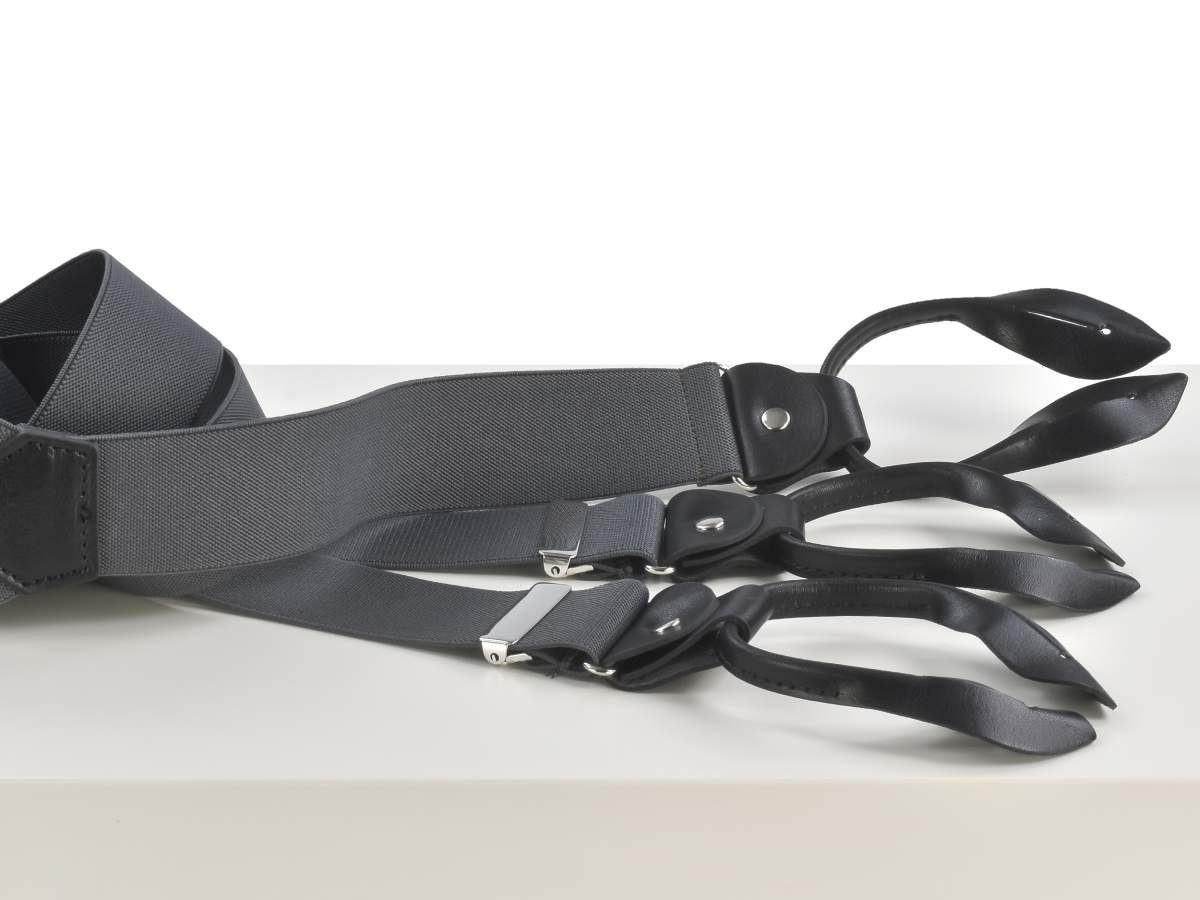 LLOYD schwarze Holländer, mit Lederparts grau, Hosenclips, Hosenträger Men’s Belts 35mm Casuals Bandbreite,