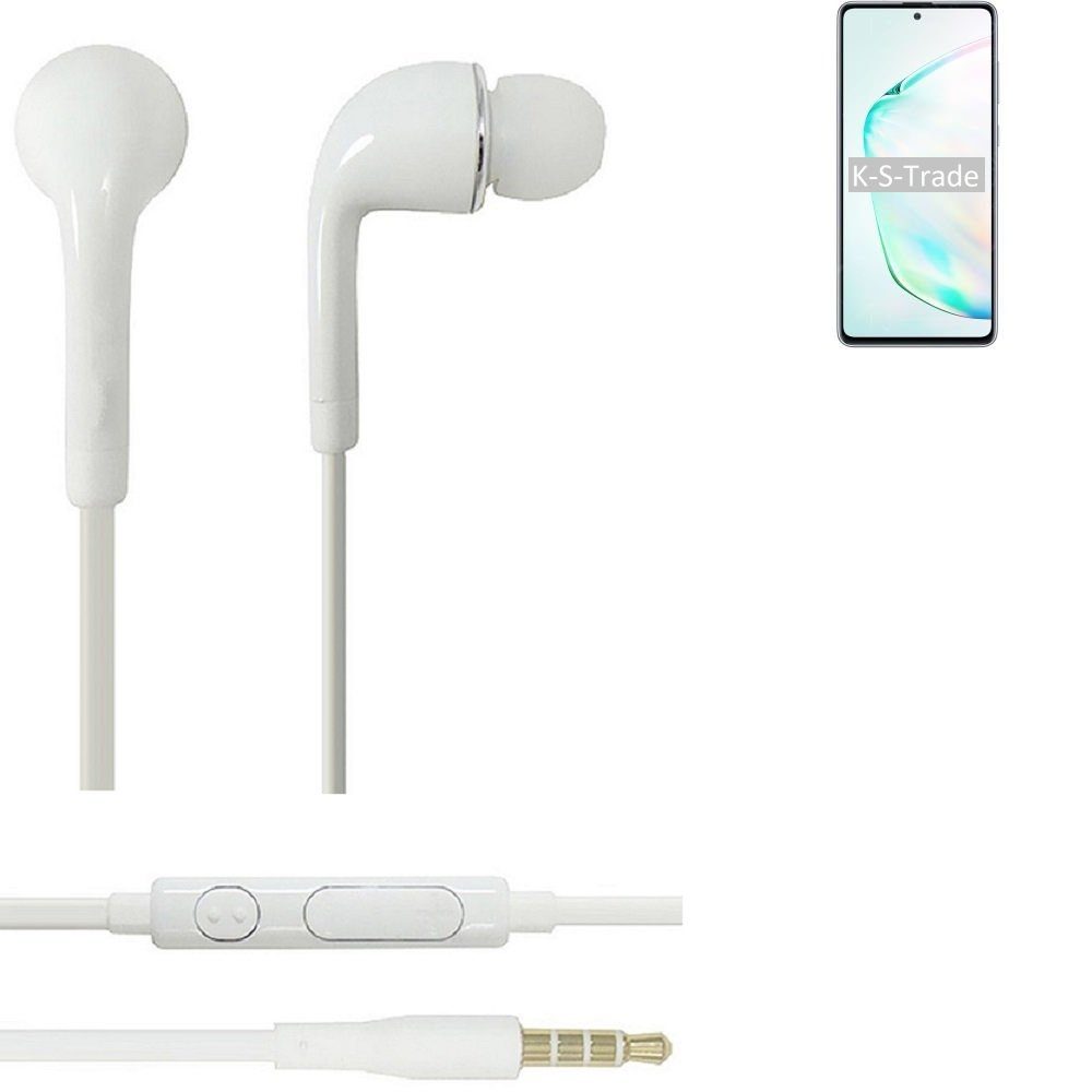 K-S-Trade für Samsung Lite u weiß Mikrofon Headset 3,5mm) Note10 mit Lautstärkeregler Galaxy In-Ear-Kopfhörer (Kopfhörer