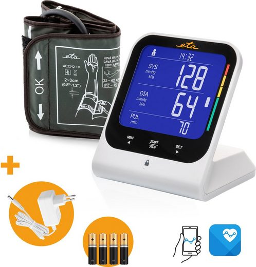 eta Oberarm-Blutdruckmessgerät TMB-1583-BS ETA429790000, Nutzung mit SMART App Medm BP