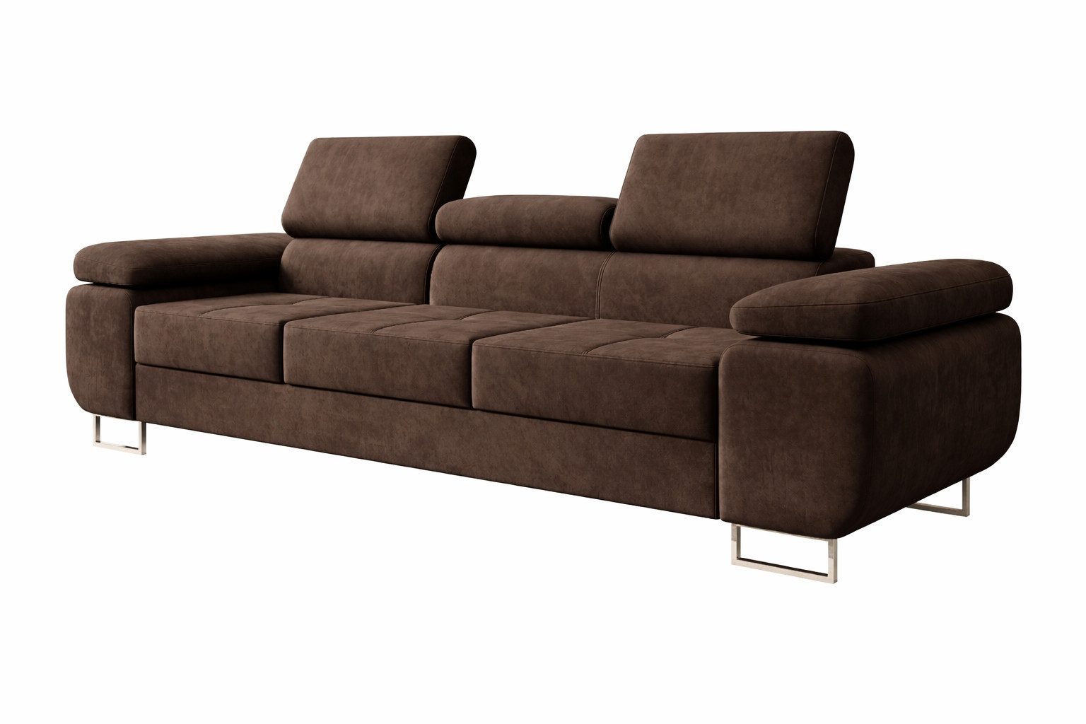 M-Punkt24 Polstergarnitur Sofa Wohnlandschaft DUBAI, (3-3-1, mit Bettfunktion, XL Sofa-Set, Bigsofa, Samt, Braun), Bestehend aus 3-Sitzer mit Bettfunktion, Sess – Bild 5 von 5