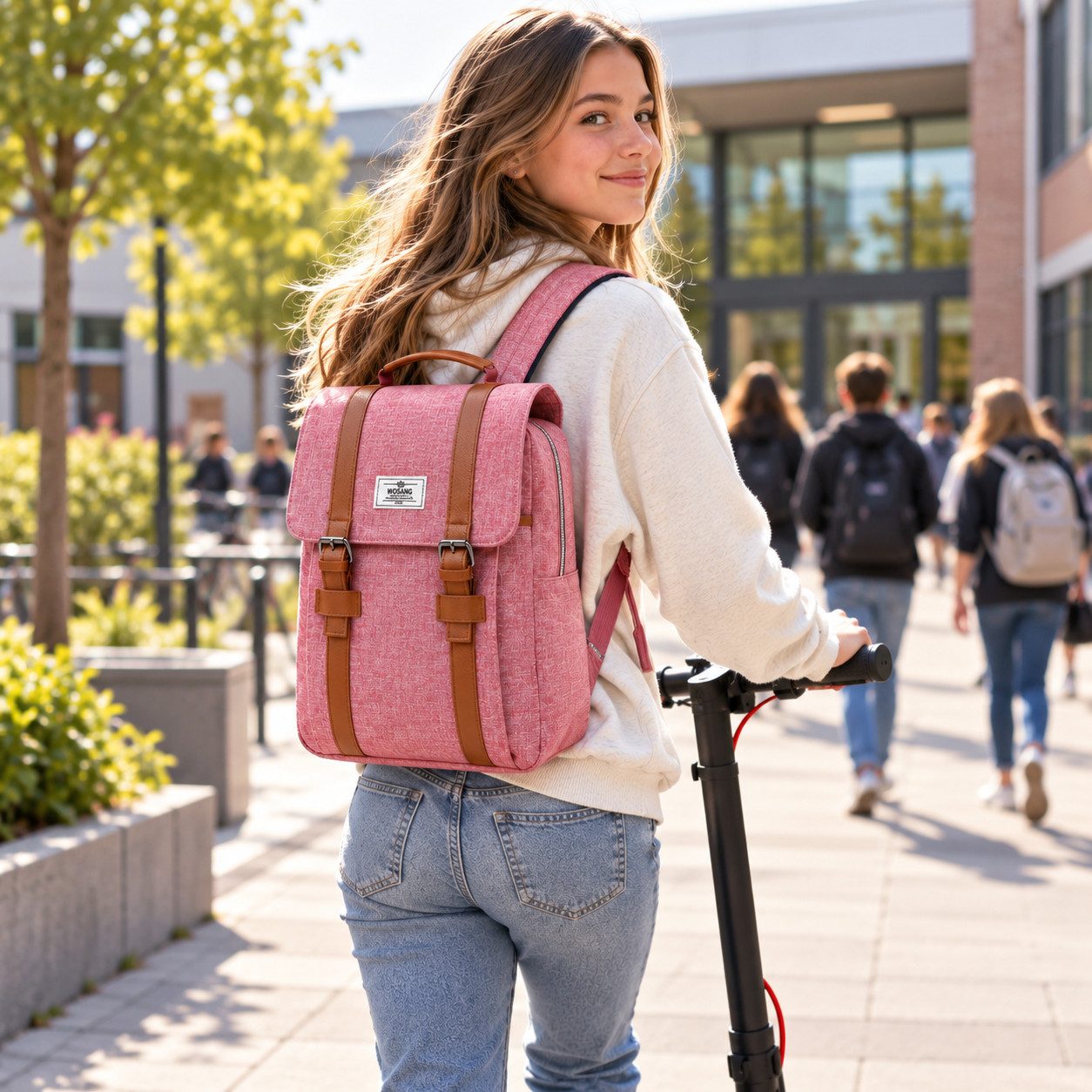 Illes-Laedchen Rucksack Vintage Rucksack Damen Herren kleiner Schulrucksack Freizeitrucksack, mit Laptopfach bis 15,6 Zoll, für Schule, Uni, Büro und Alltag