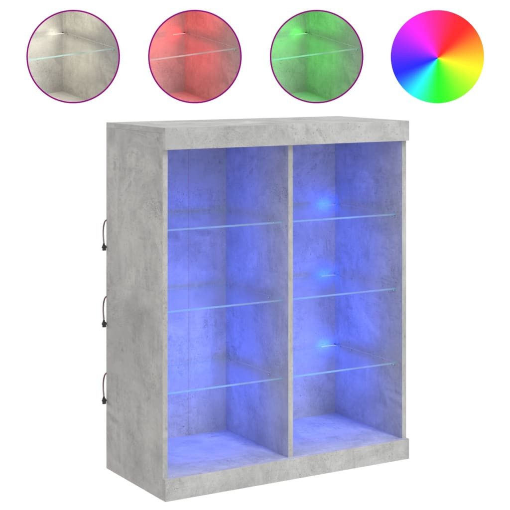 vidaXL Sideboard Sideboard mit LED-Leuchten Betongrau günstig online kaufen