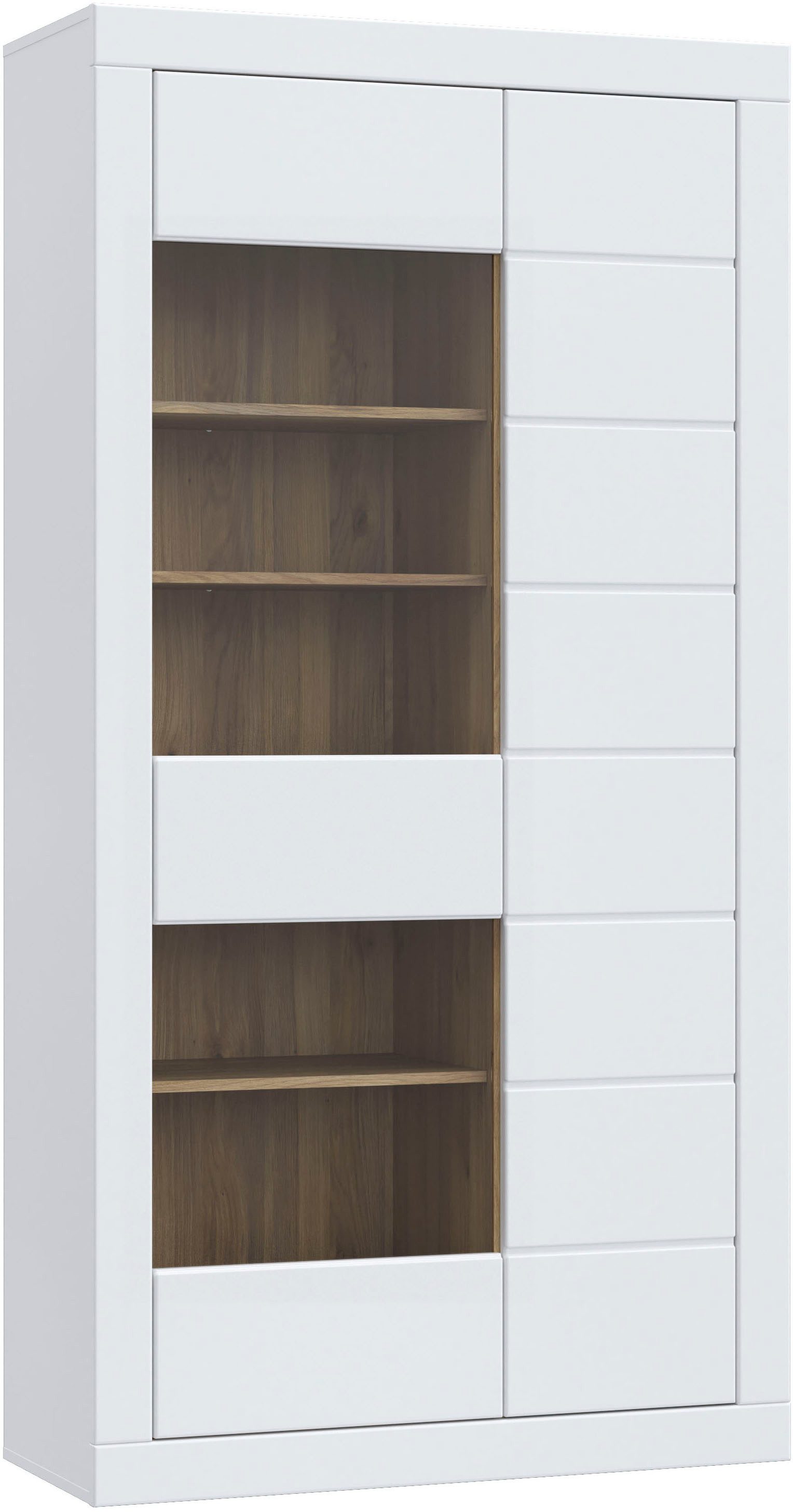 FORTE Vitrine Lefkadas, Breite 101cm, Höhe 196cm Highboardvitrine, grifflose Front, breite Rahmenoptik mit Glaseinsatz