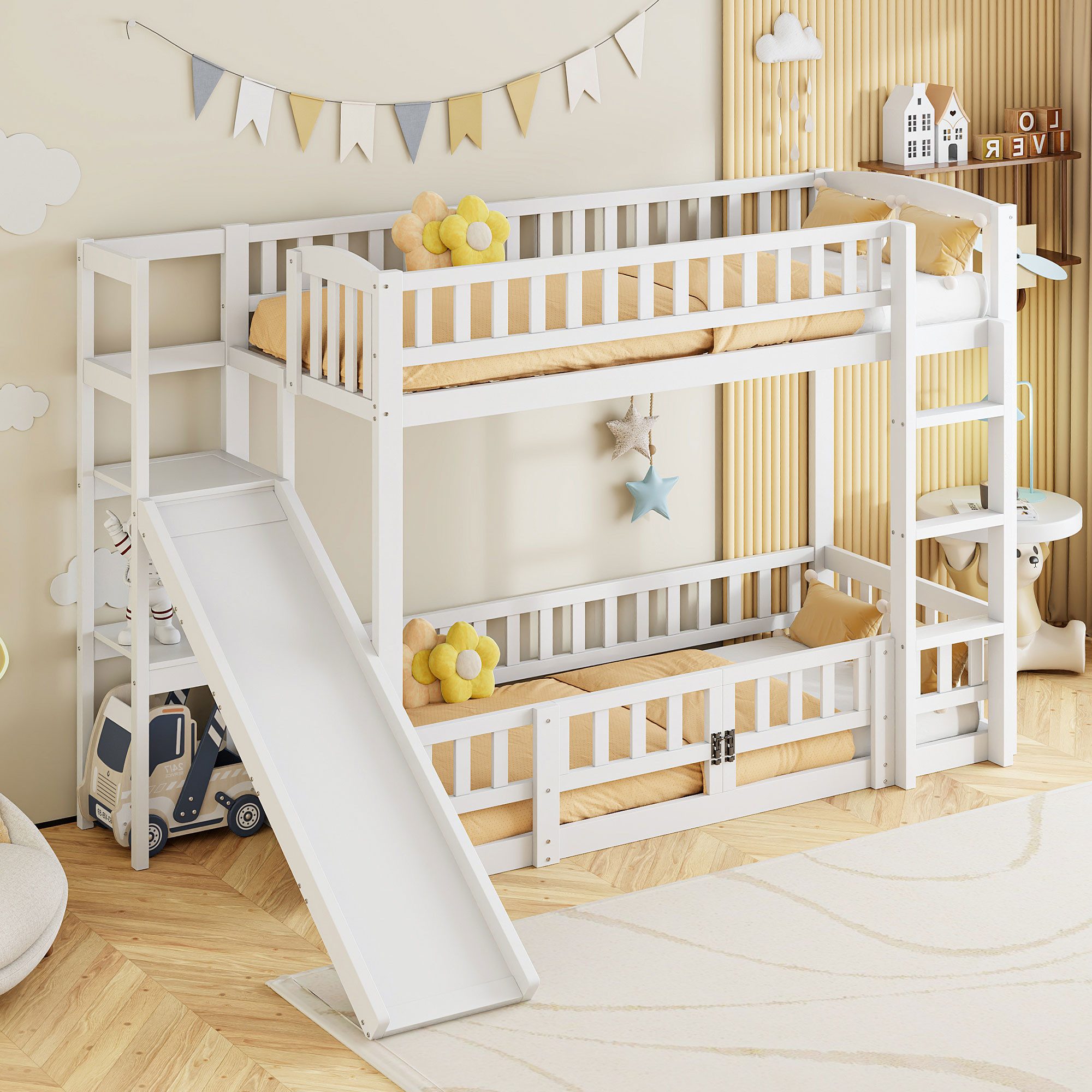TavilaEcon Etagenbett Kinderbett Jugendbett mit Sicherheitsgeländer, Rutsch günstig online kaufen