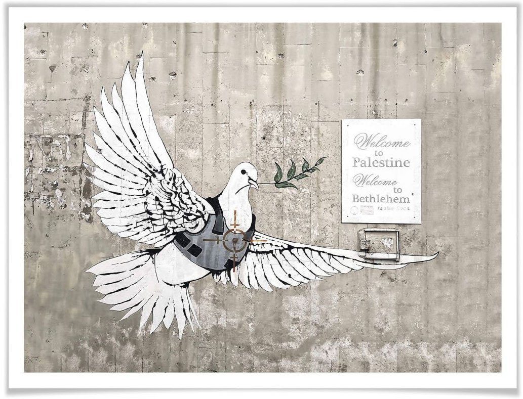 Banksy - Ingelijste poster (Throwing Flowers) (afmetingen