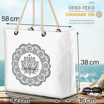 VOID Strandtasche (1-tlg), Mandala Lotus Blüte Beach Bag Tattoo Indien Asien asiatisch Körper Glück Orient