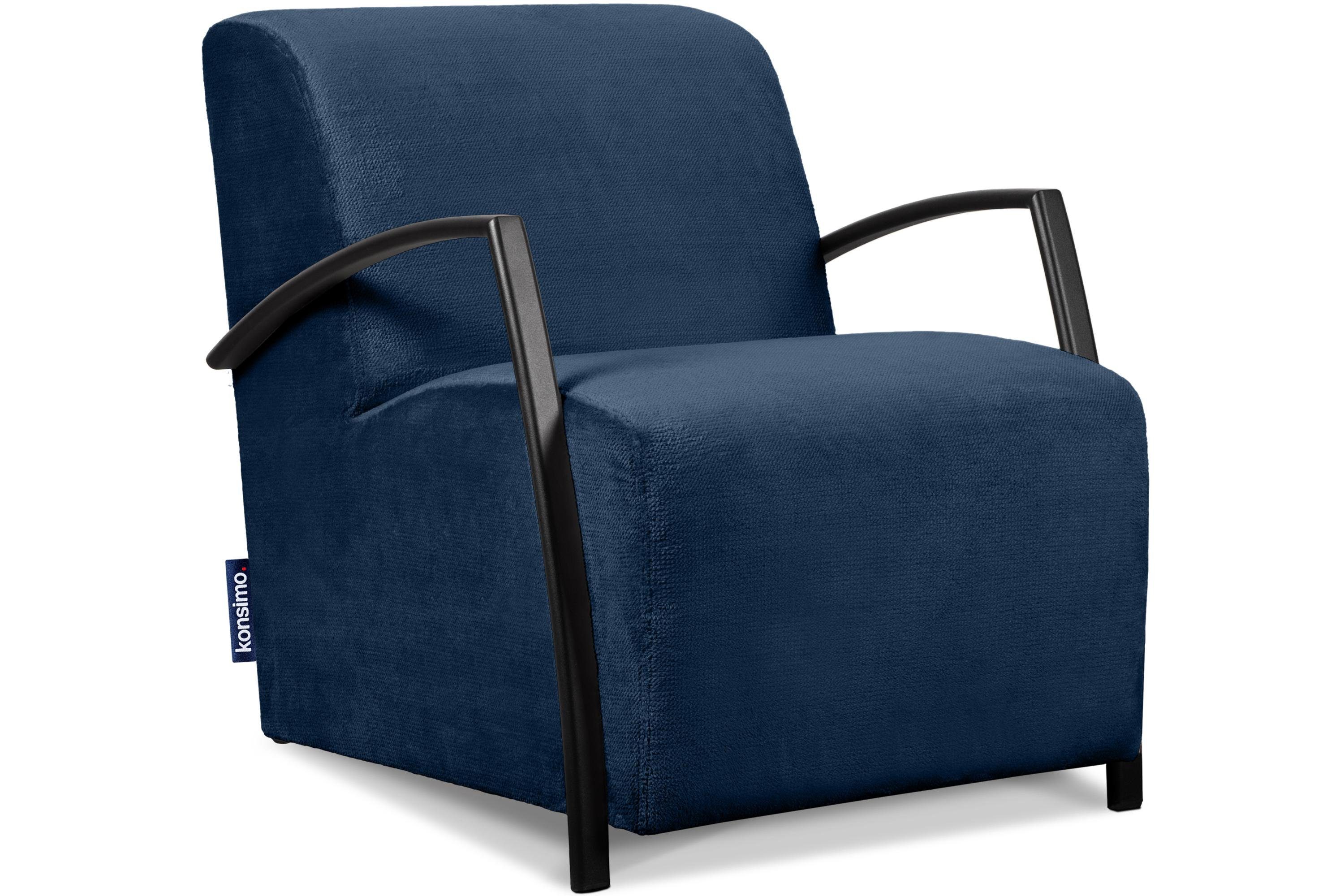 Konsimo Cocktailsessel CARO Sessel, mit gewellter Feder im Sitz, ergonomische Form für bequemes Sitzen marineblau | marineblau