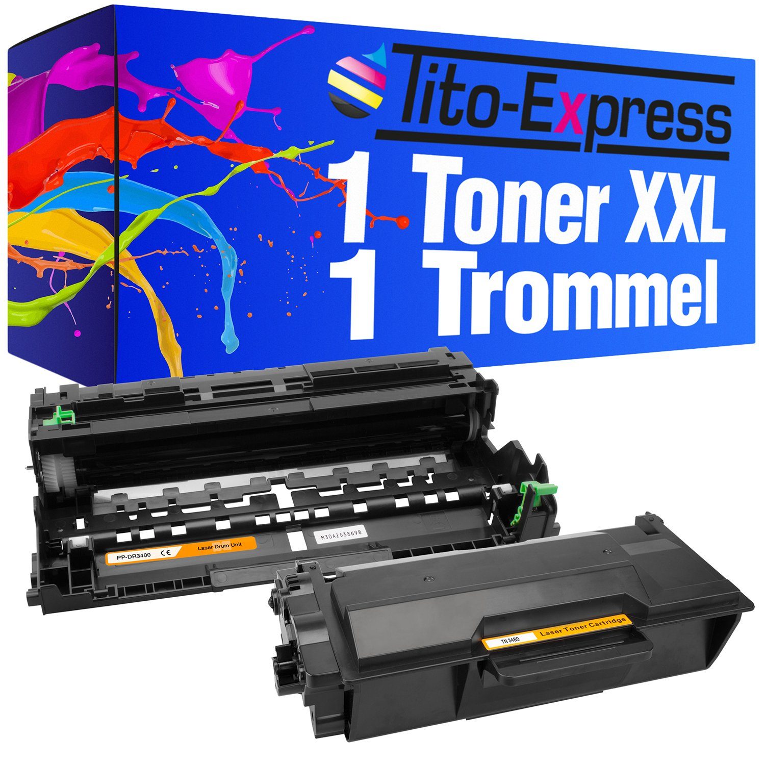 Tito-Express PlatinumSerie Tonerpatrone 2er Set ersetzt Trommel Toner  Brother TN-3480 & DR-3400 Black, für HL-L5100DN MFC-L5750DW HL 6100 Series  HL 6180 DW HL 6180 DWT