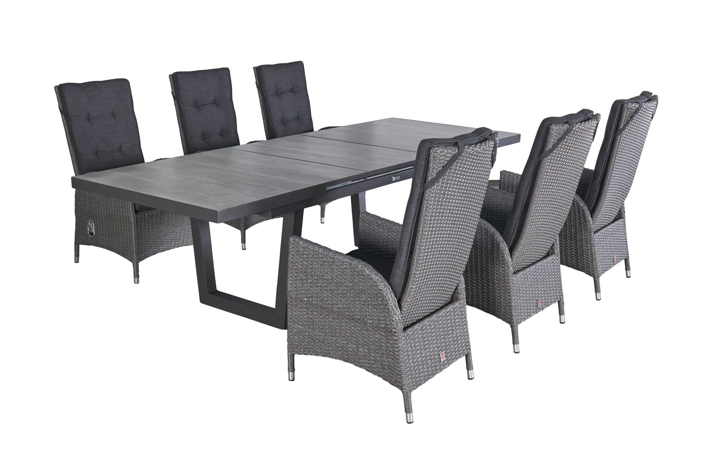 LC Garden Garten-Essgruppe »Barcelona« Gartenset 7tlg. anthrazit Esstisch 200/260x100cm, (7-tlg)