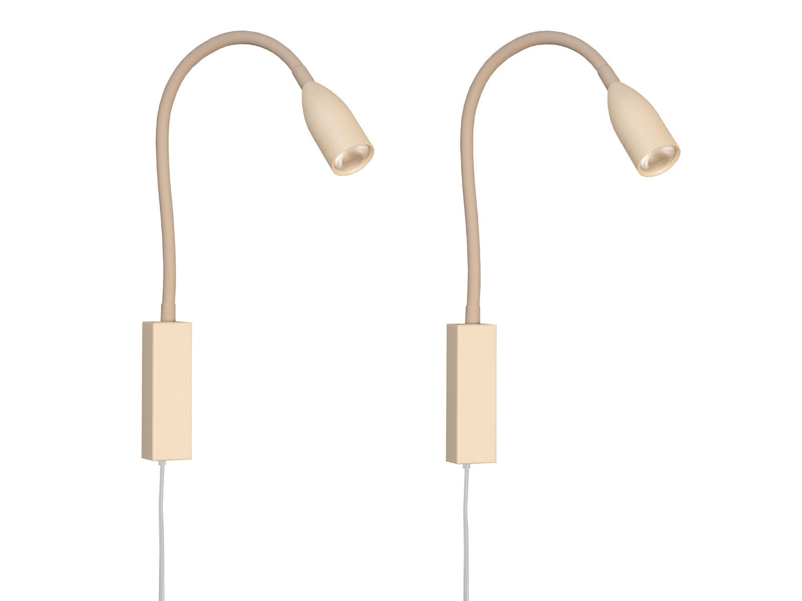 FISCHER & HONSEL LED Leselampe mit Stecker, Gestensteuerung, Breite 4cm, LED fest integriert, Warmweiß, 2er SET Bett-Leuchten Wand-Montage, Schwanenhals-Lampen dimmbar