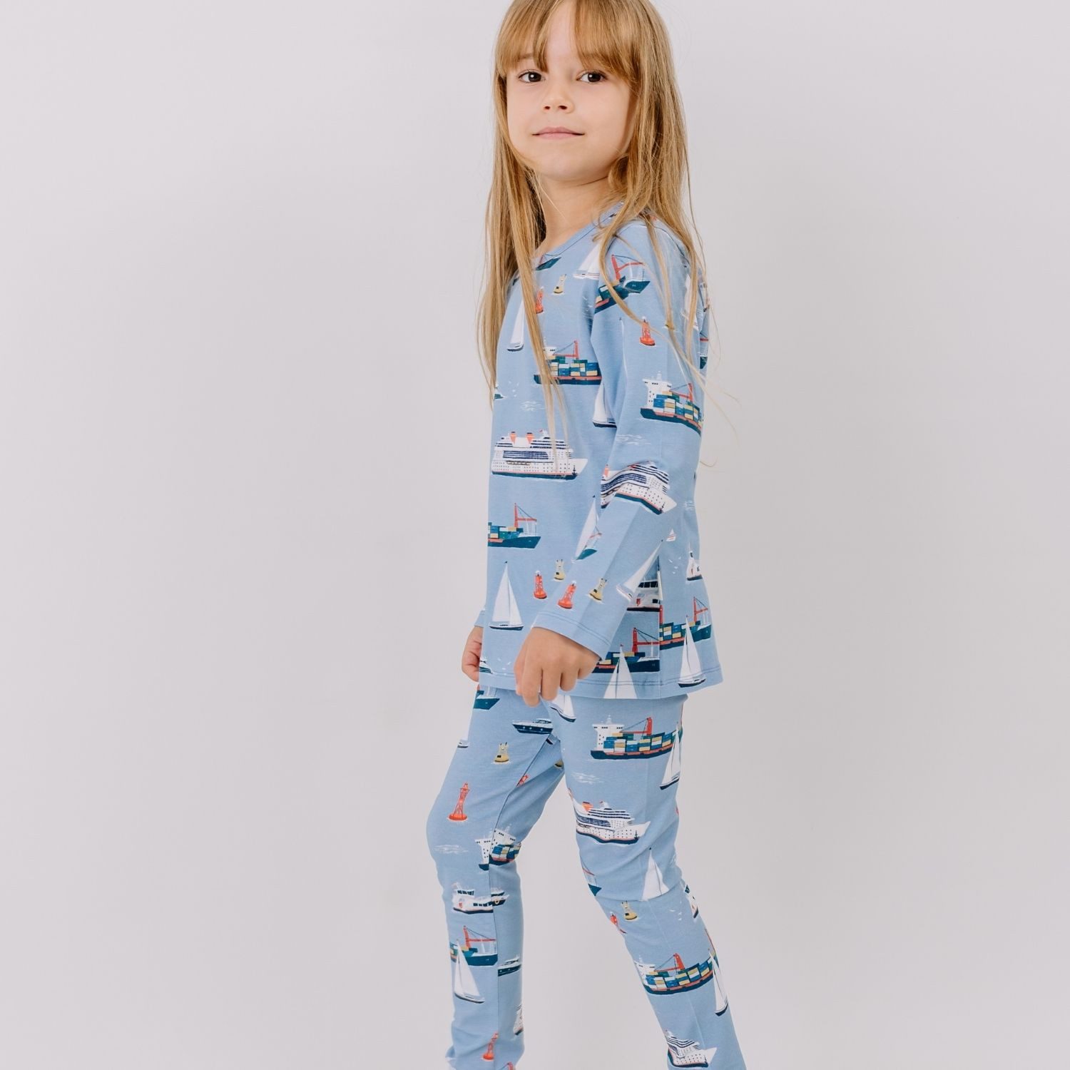 Walkiddy Leggings Walkiddy Schiff & Hafen Kinder Bio Baumwolle GOTS Blau - Bio Baumwolle,GOTS, Kinderbekleidung,nachhaltige Klamotten