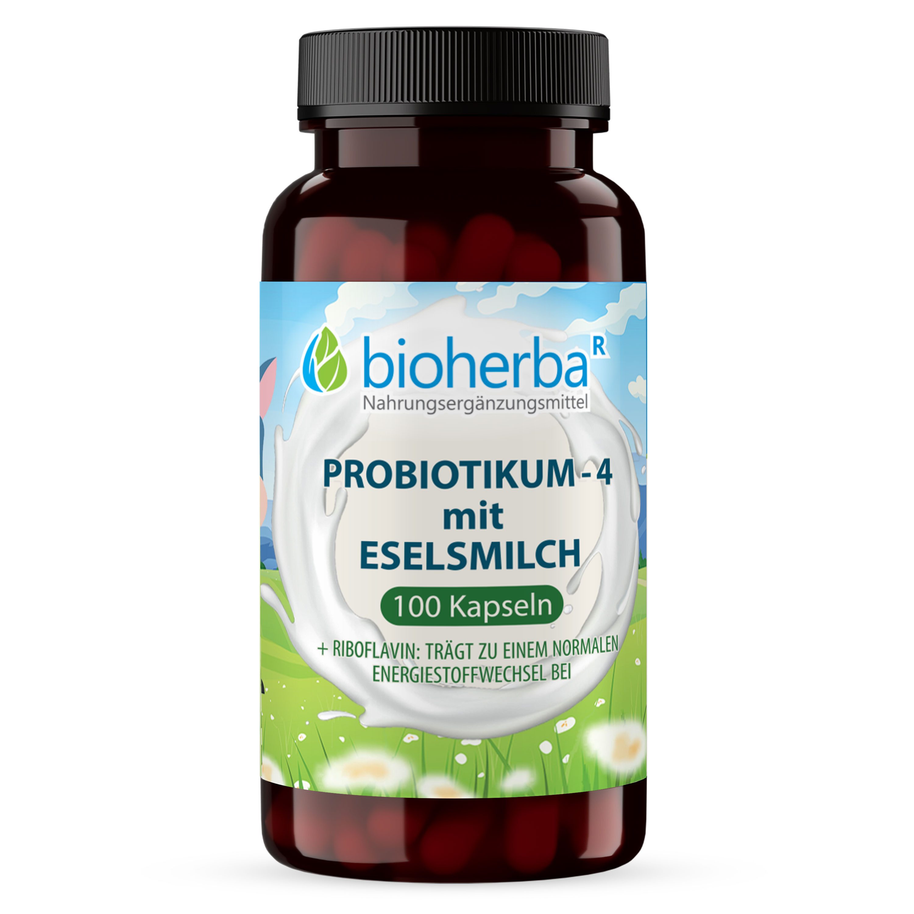 BIOHERBA R Bioherba Probiotikum 4 mit Eselsmilch 100 Kapseln Nahrungsergänzungsmittel, 1 er